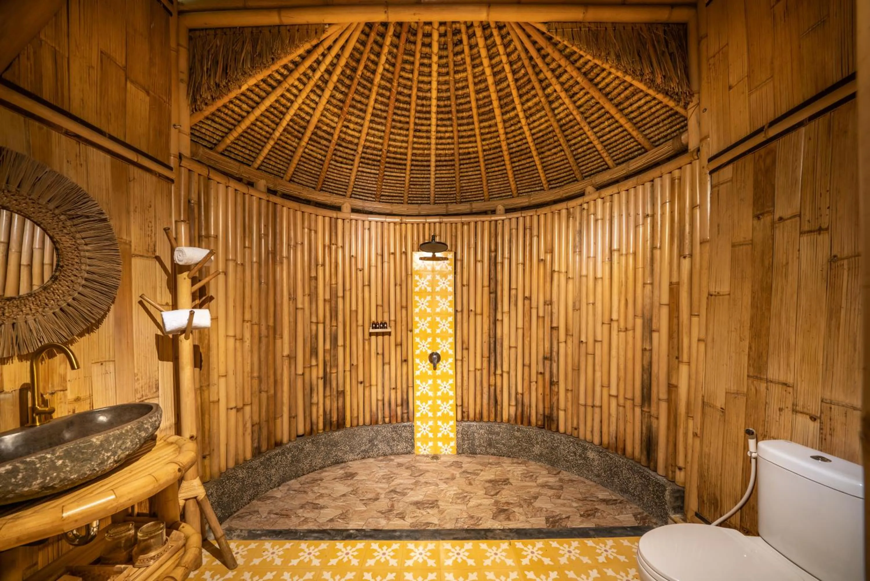 Bathroom in The Dewi Eco Bamboo Villa