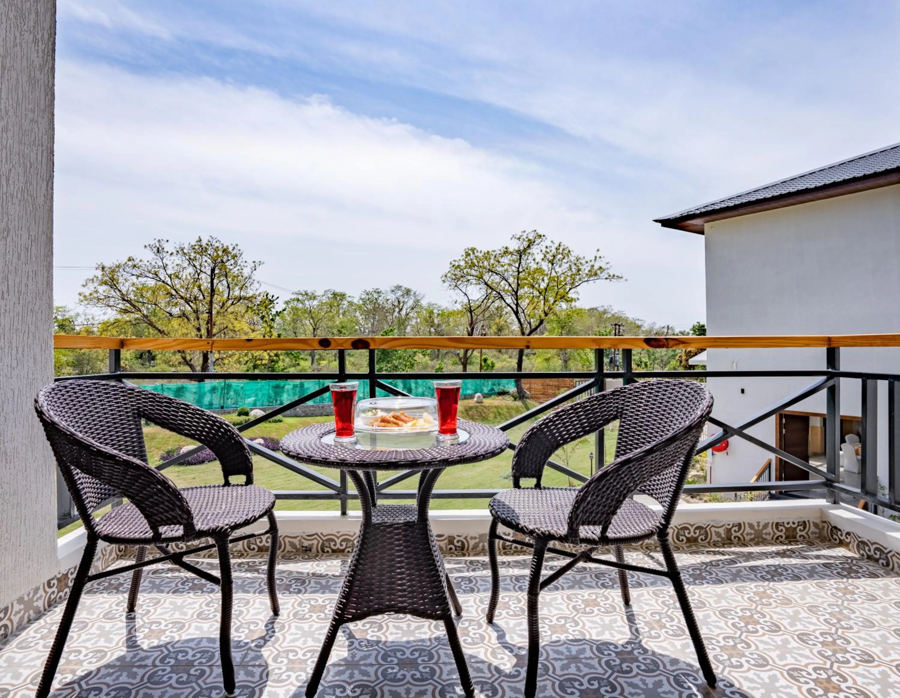 Balcony/Terrace in Shervani Pebbles & Pines Resort & Spa, Corbett