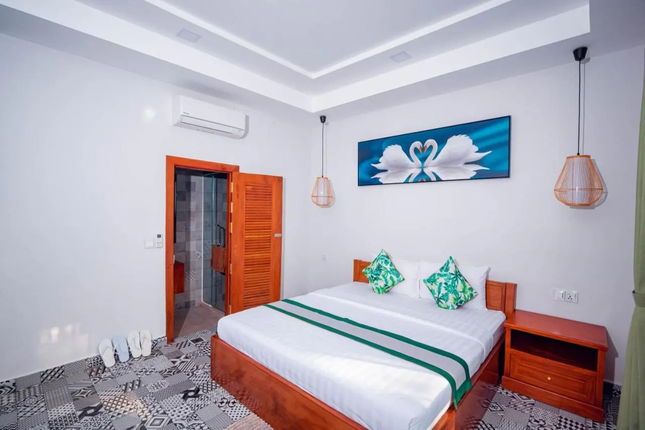 Bed in Ganesha Kampot Resort