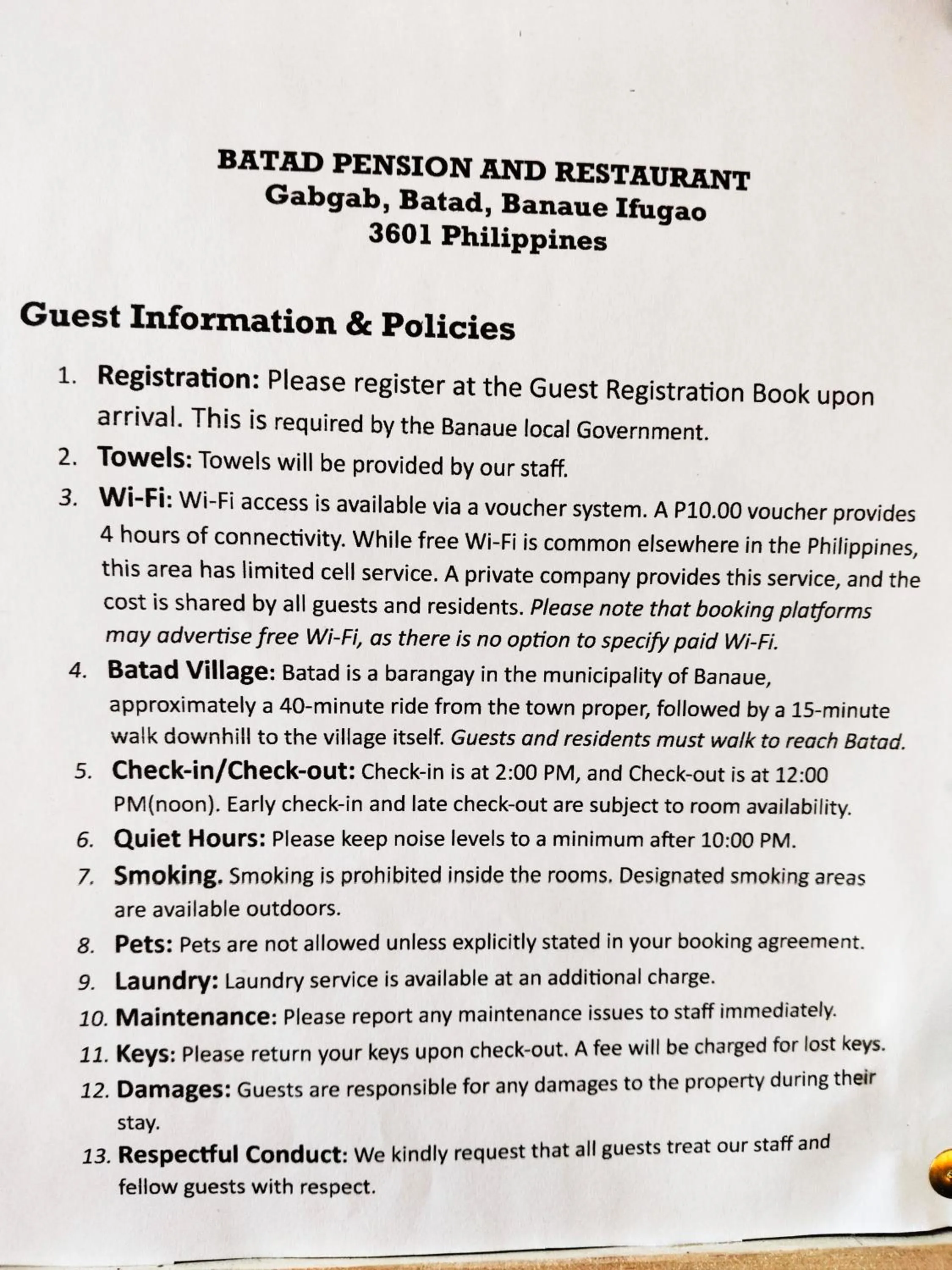 Batad Pension and Restaurant