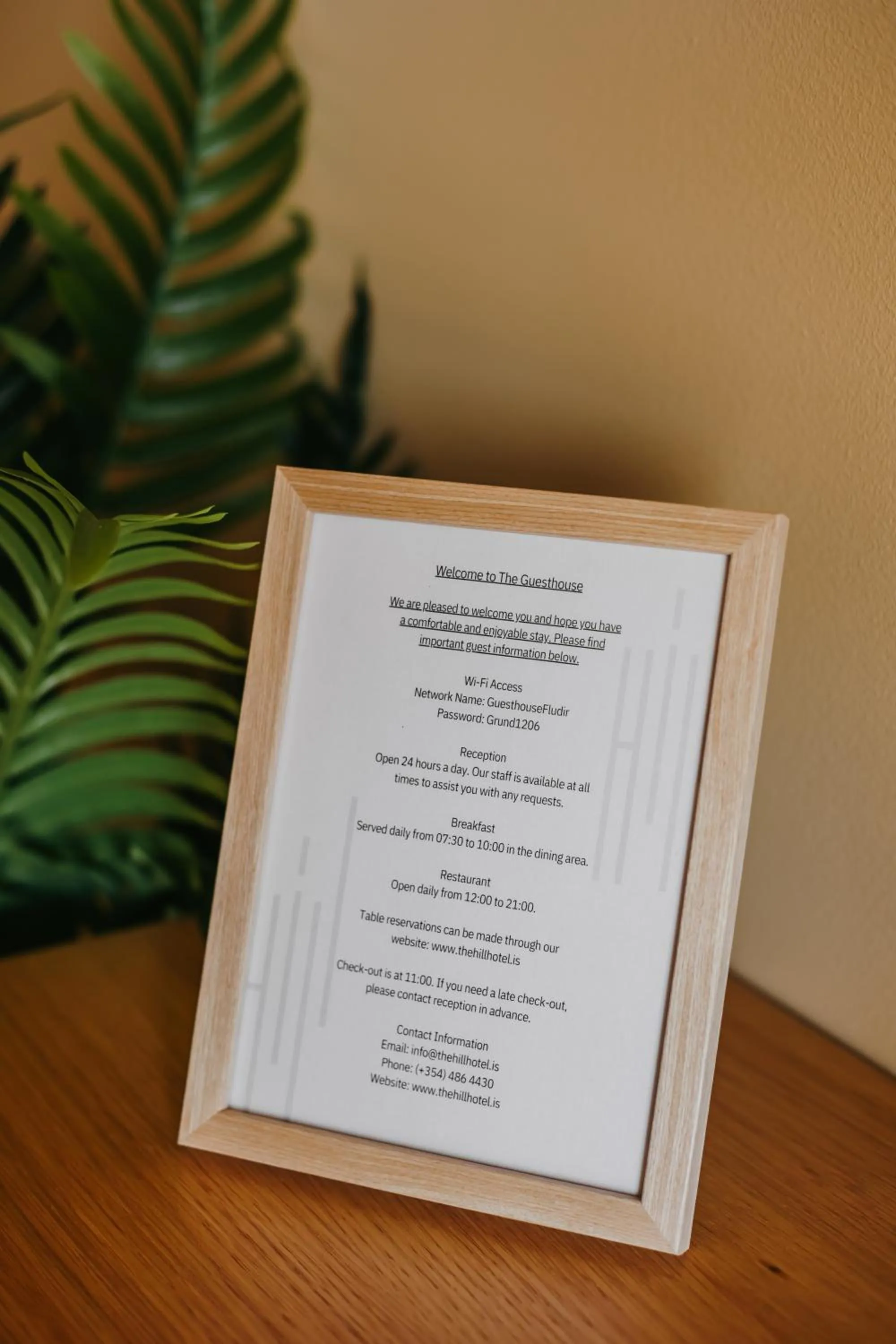 Text overlay in The Hill Guesthouse