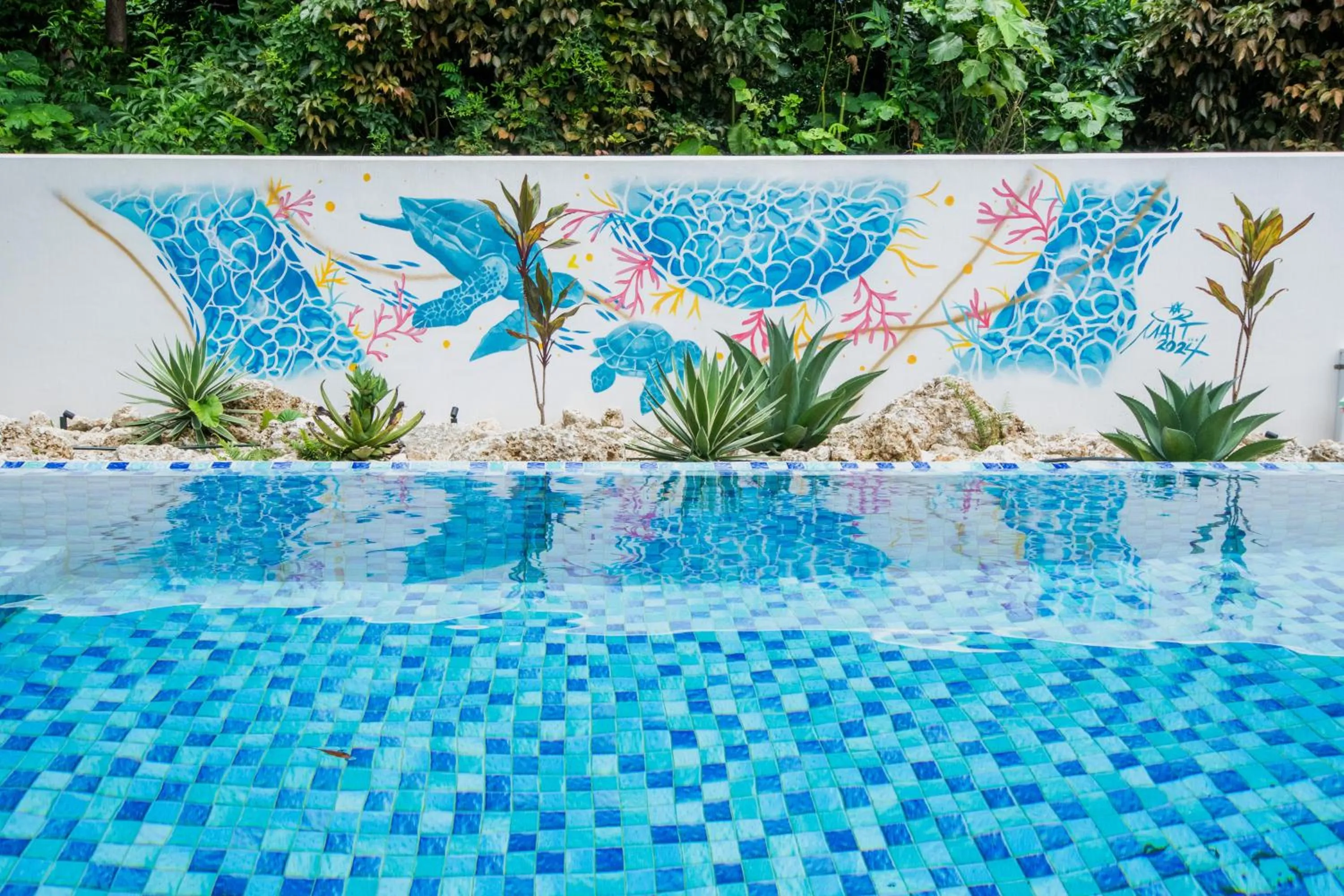 Pool view in pool villa Sanrriott Okinawa Motobu