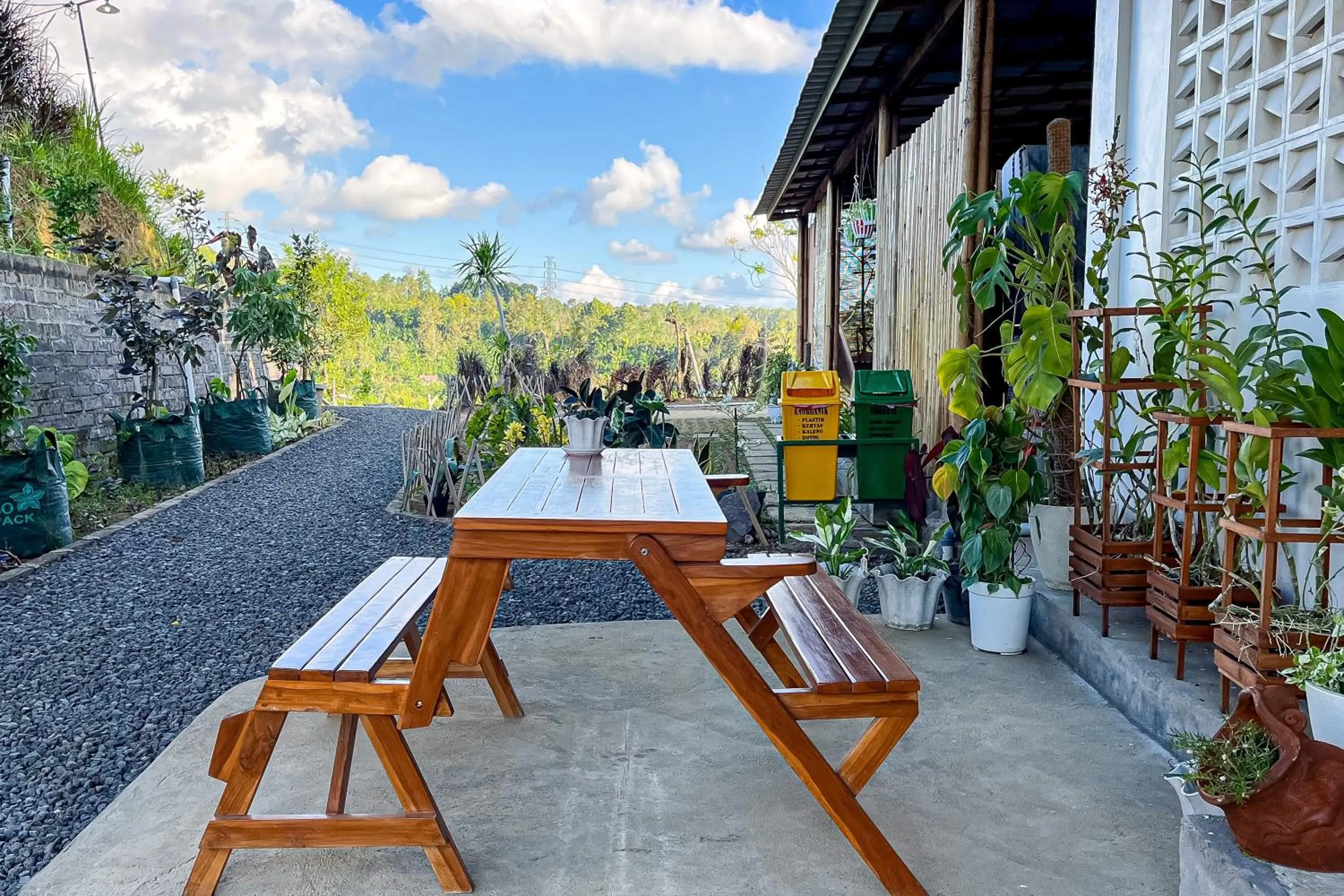 Seating area in Rainbow Glamping