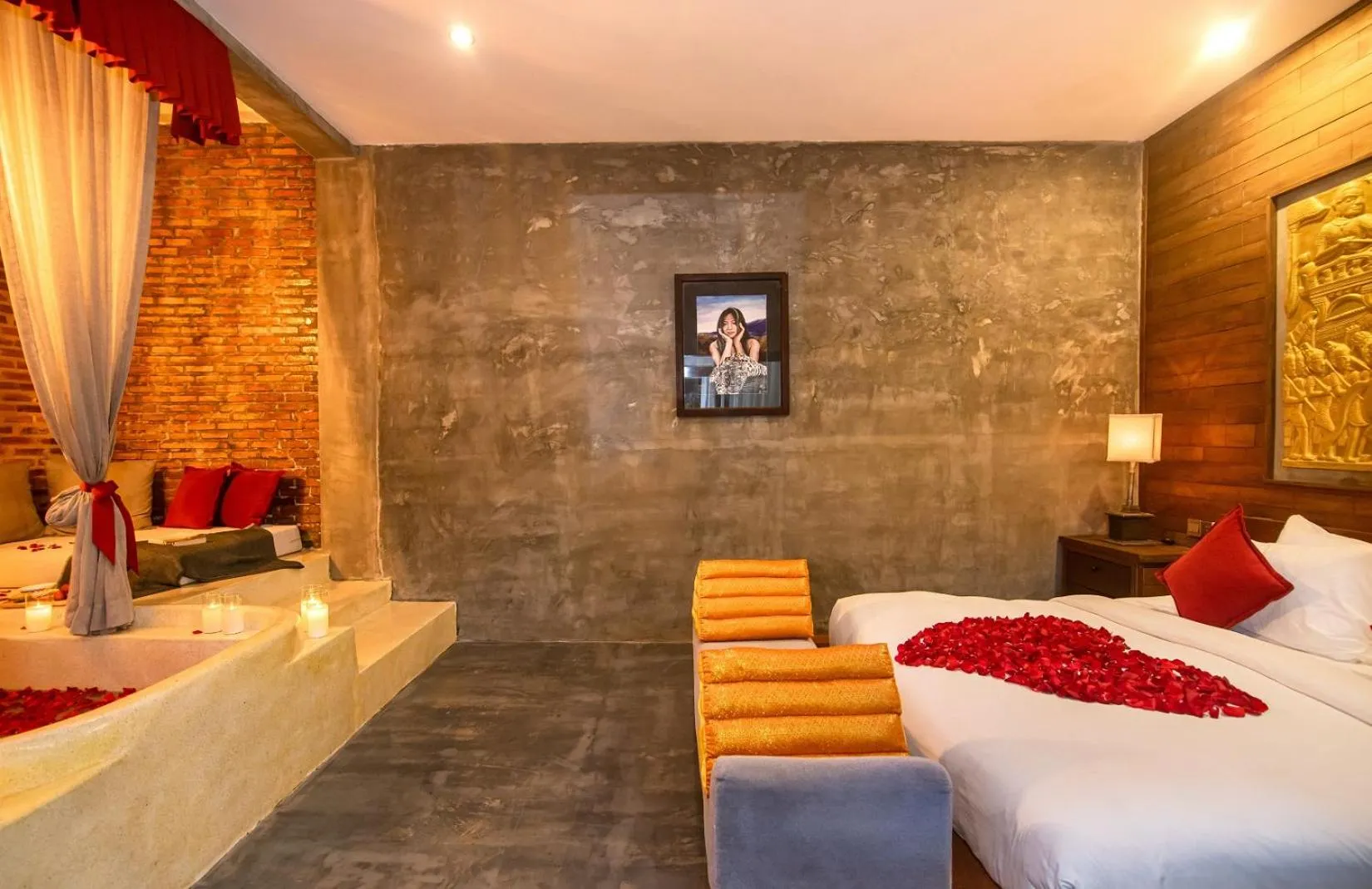 Living room, Bed in Cambana d'Angkor Suites