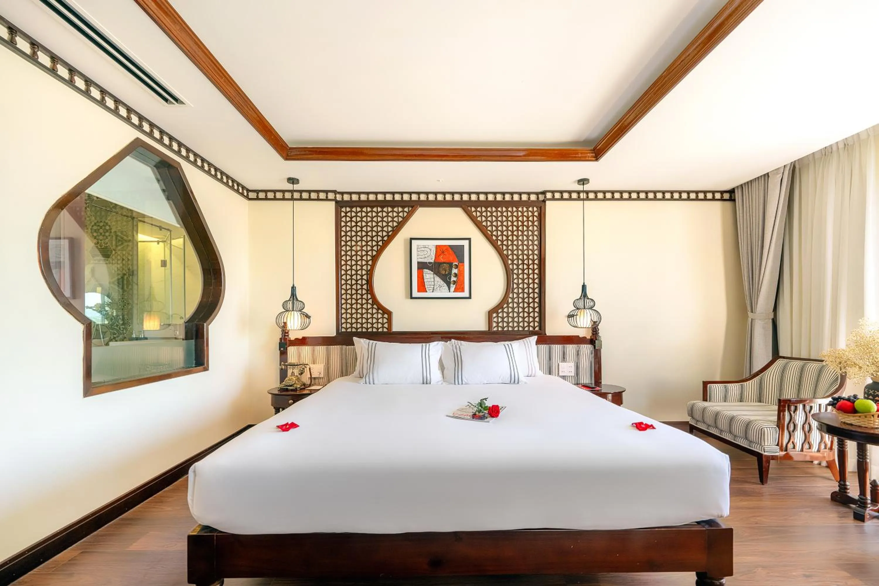 Bed in Qualia De Hôtel Hoi An - Rooftop Bar City View