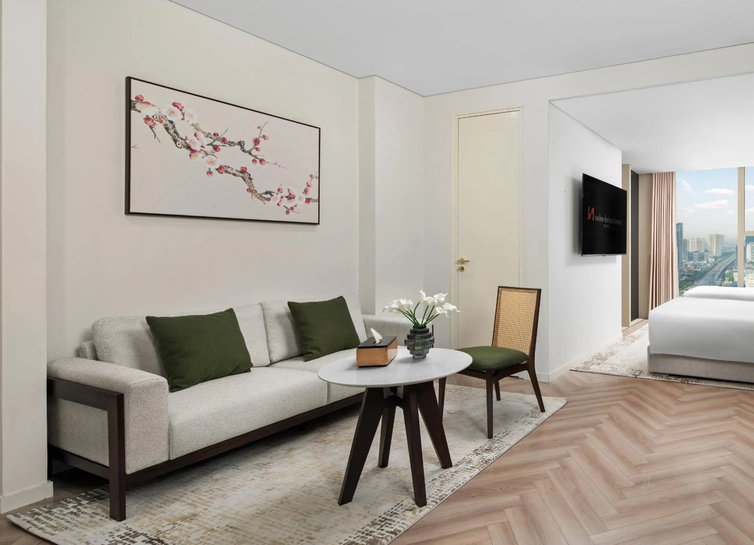 Seating area, Bed in Epic Tower Swiss-Belresidences Hanoi