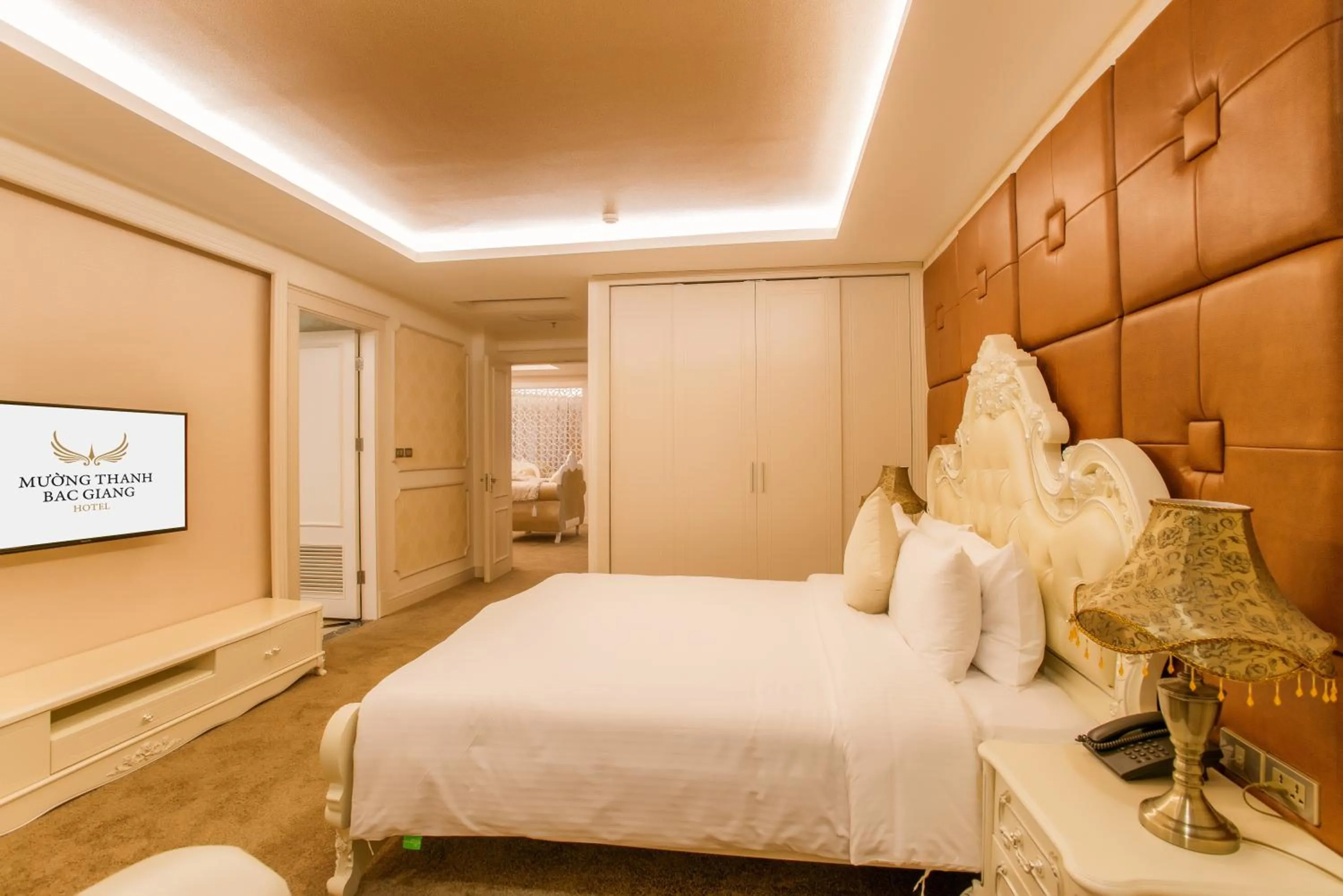 Living room, Bed in Muong Thanh Grand Bac Giang Hotel