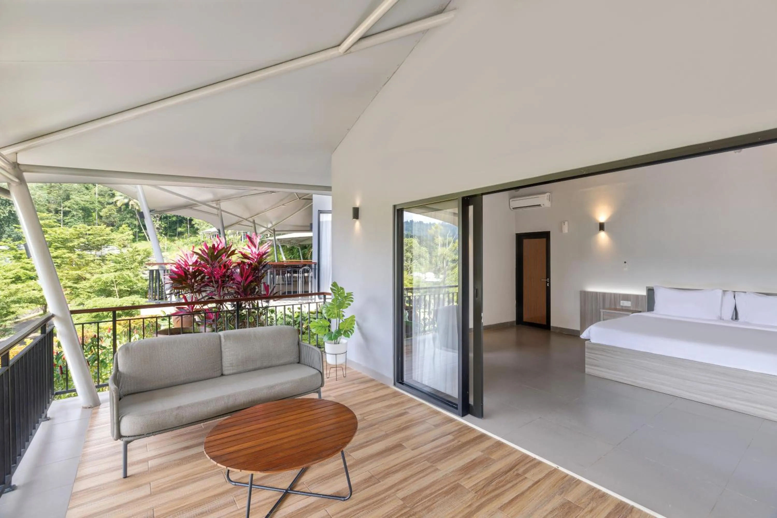 Balcony/Terrace, Bed in The Glamping at ARTOTEL Pelangi Park