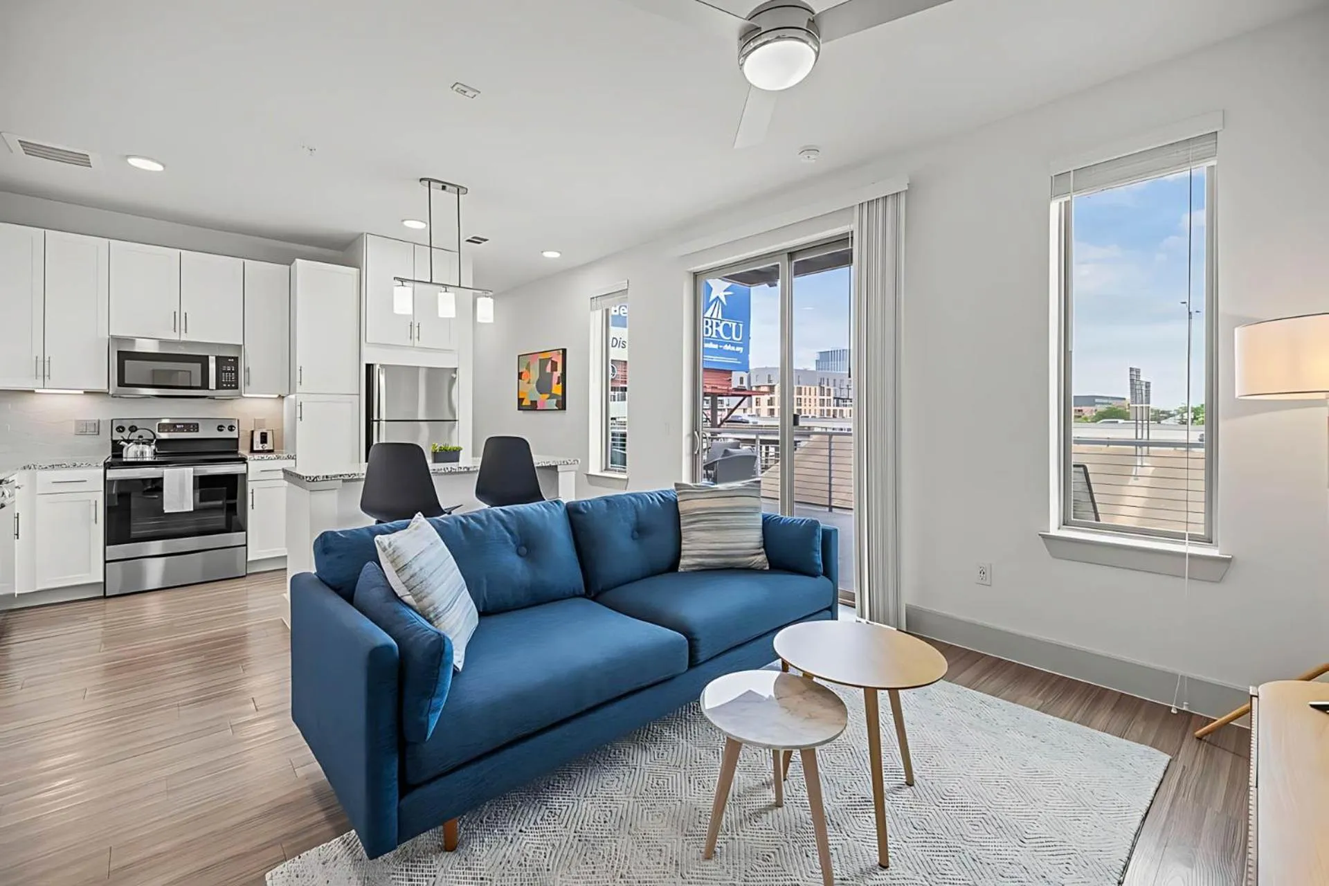 Living room in Placemakr Downtown Austin