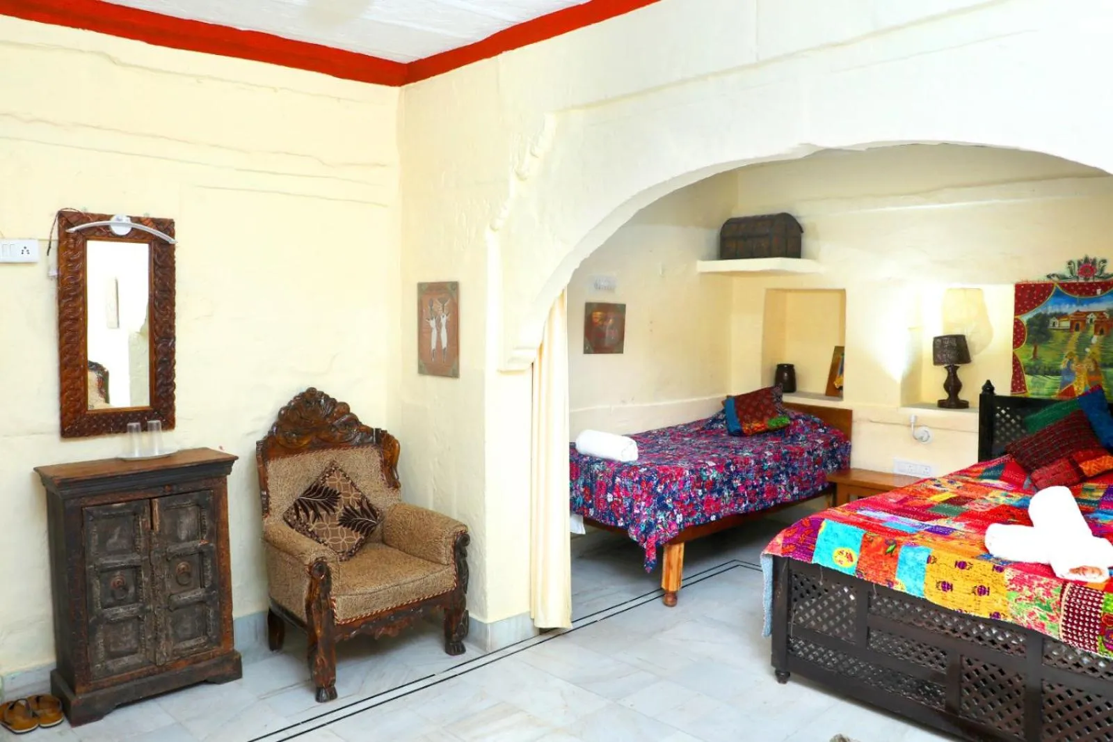 Bedroom, Bed in Jodhpur Heritage Haveli Guest House
