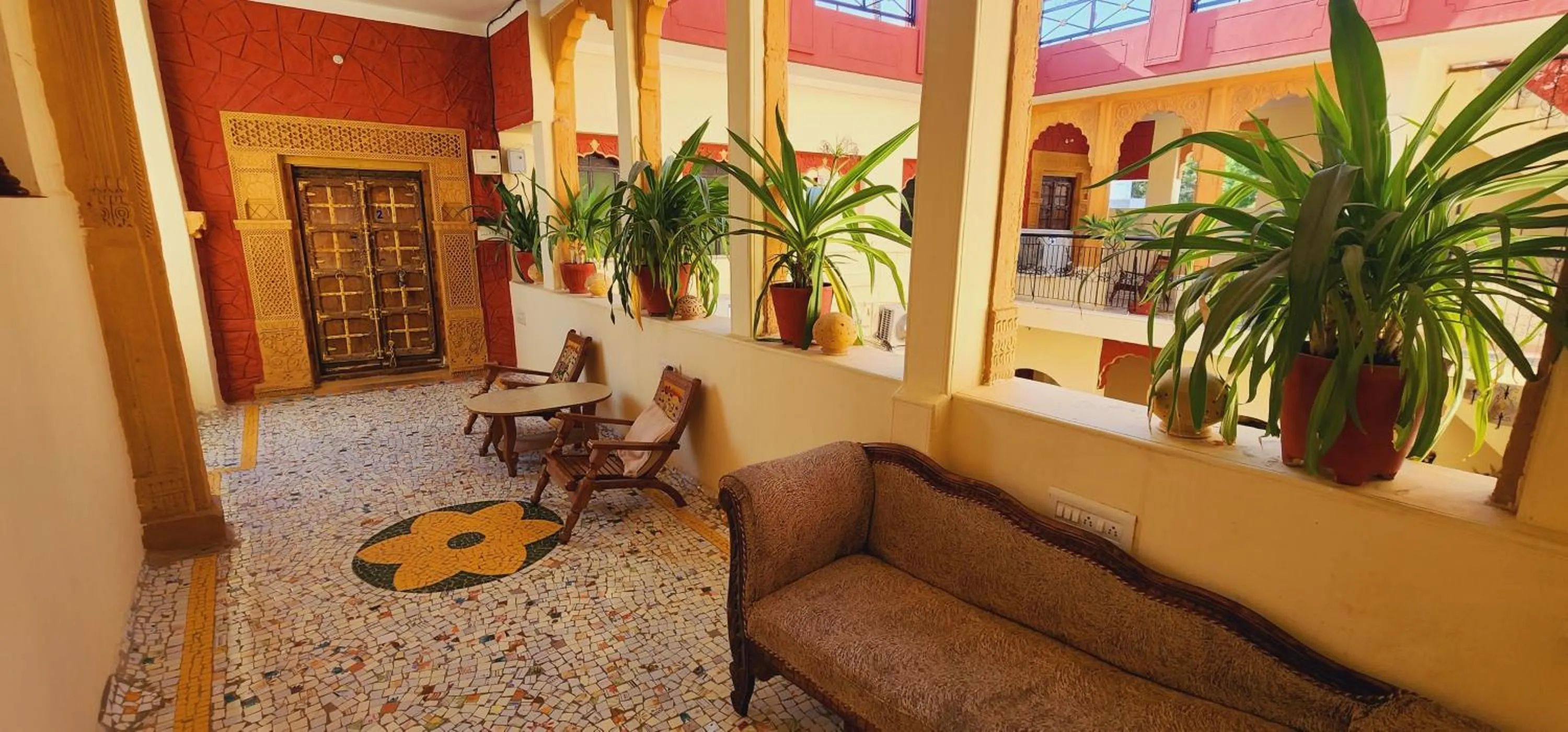 Seating area in Jodhpur Heritage Haveli Guest House