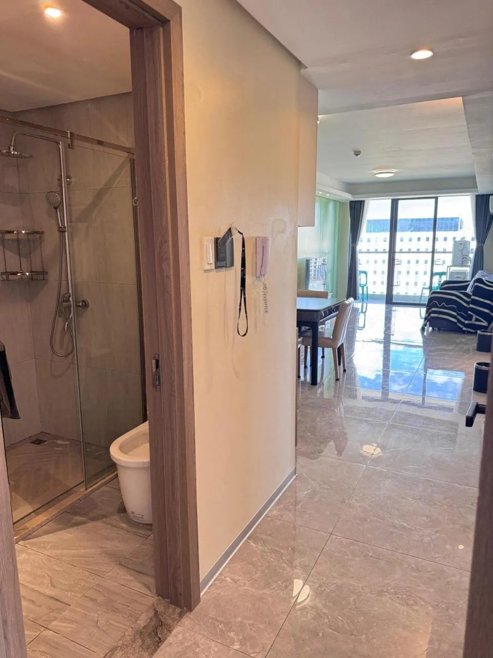 Shower in LCONDOTEL Hotel Studio with Balcony at Imperial Plaza near MOA NAIA PITX