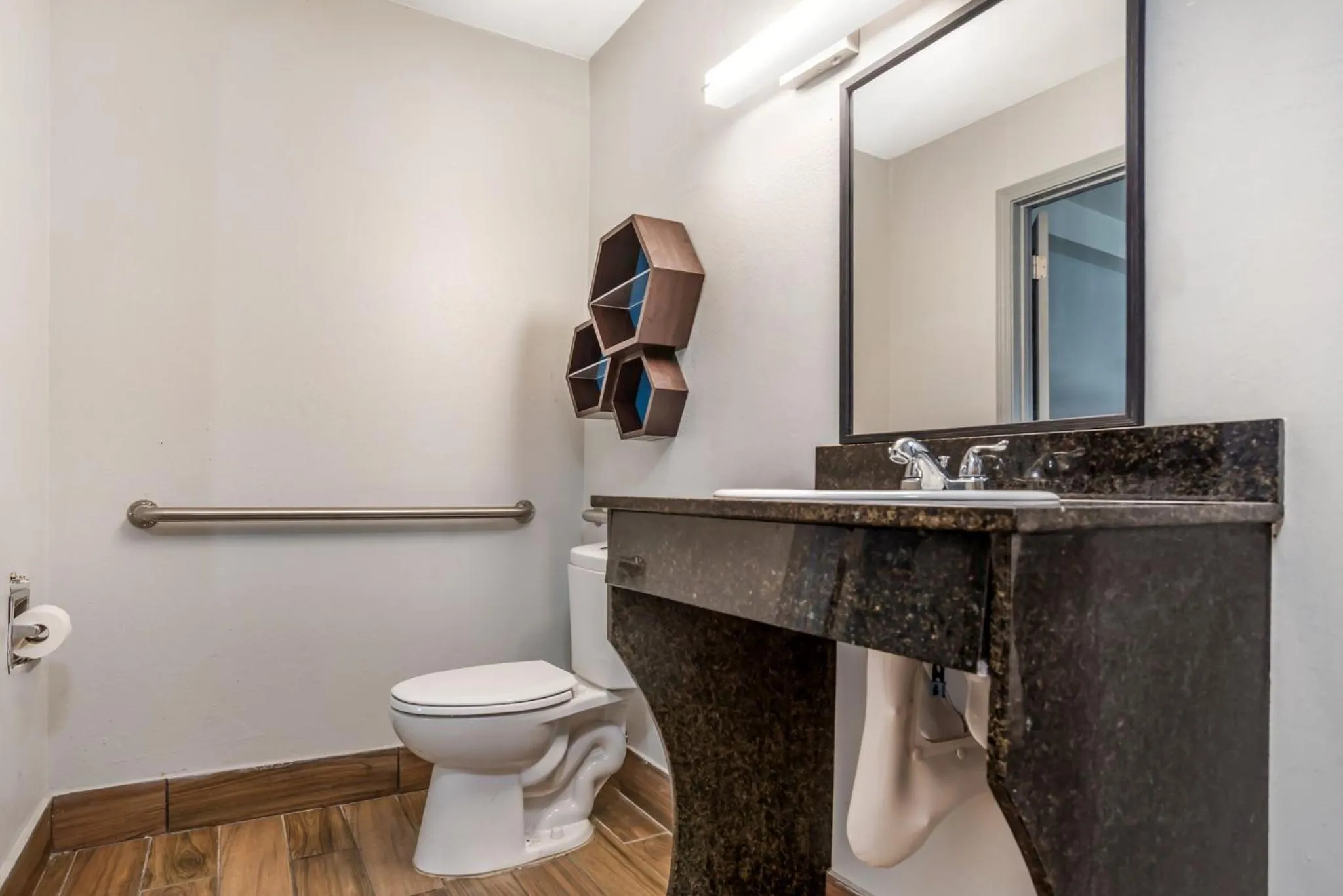 Bathroom in HomeTowne Studios by Red Roof Montgomery - Midtown