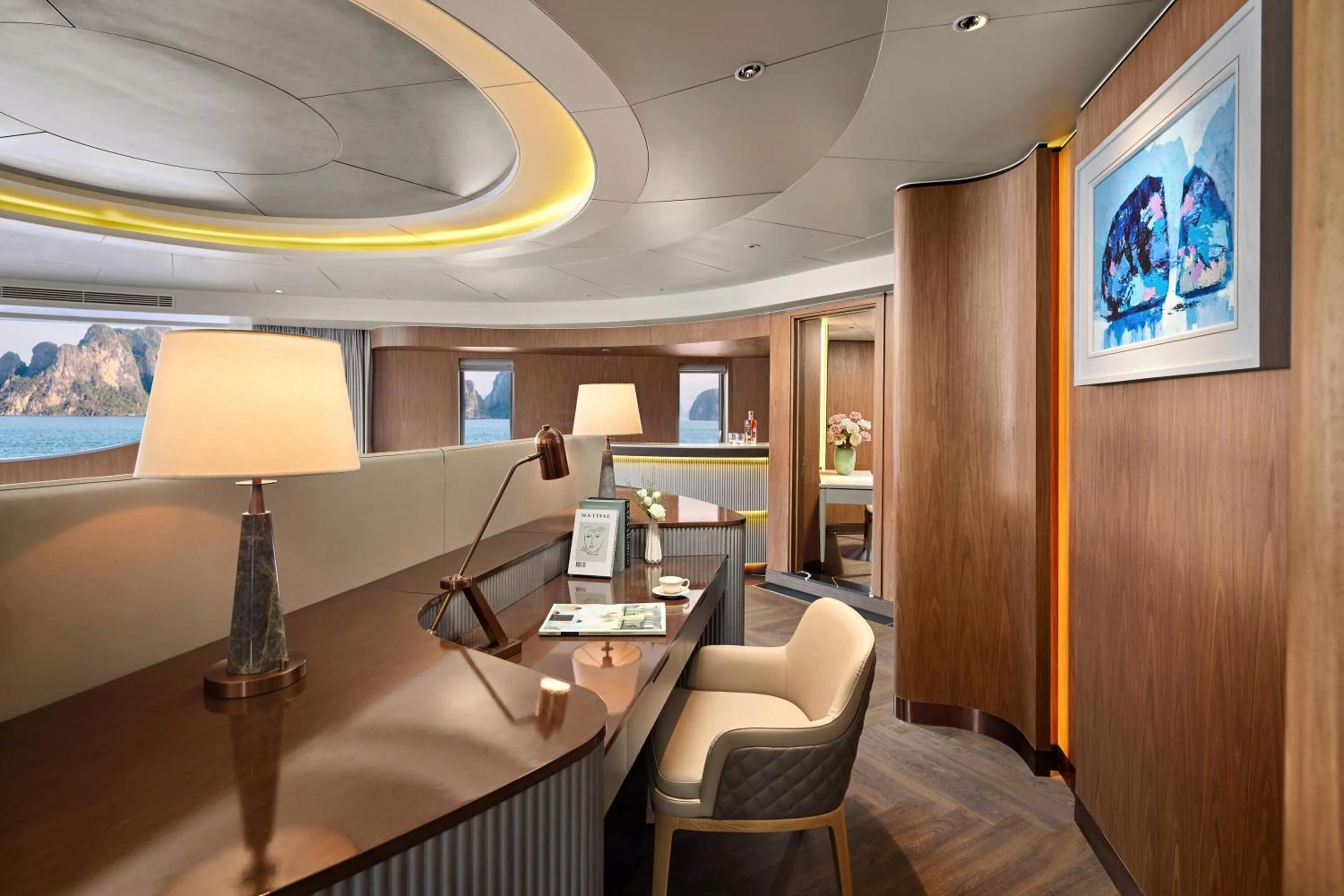 Living room in Grand Pioneers Halong Bay Cruise 2