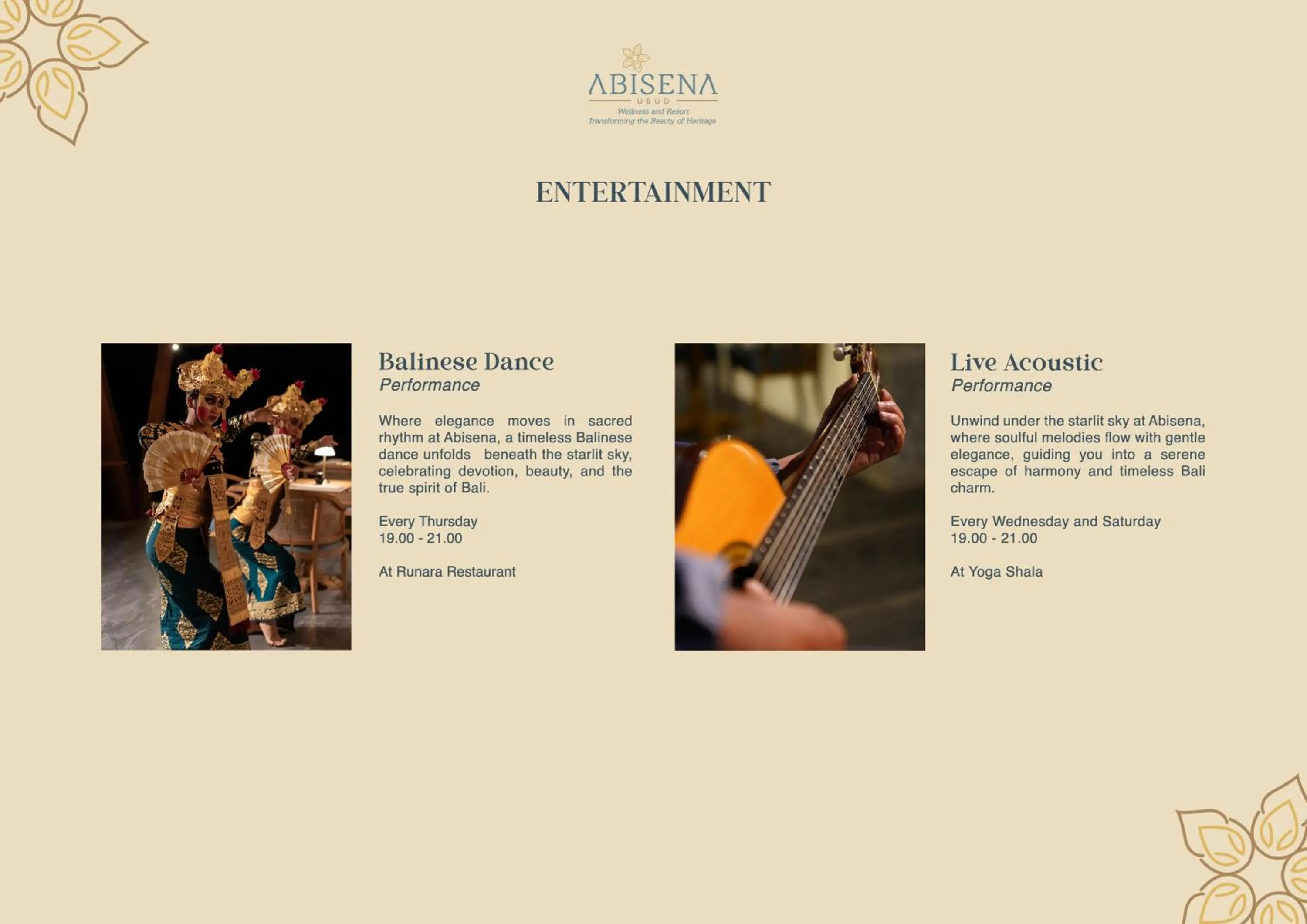 Entertainment in Abisena Wellness & Resort Ubud-Adult Only