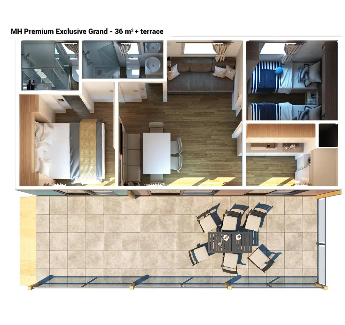 Floor plan in Victoria Mobilehome in Padova Premium Camping Resort