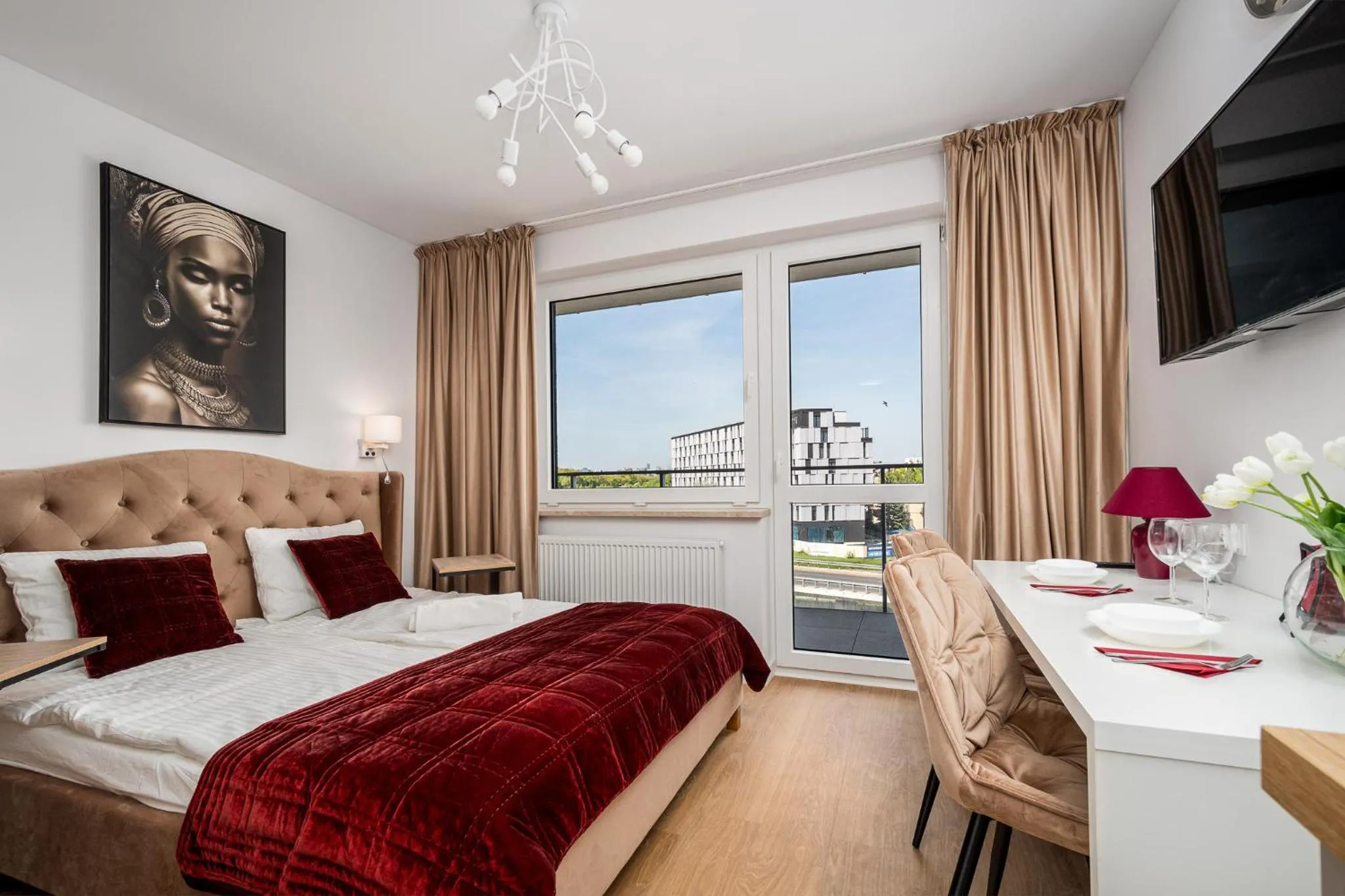 Balcony/Terrace, Bed in Pileckiego Residence