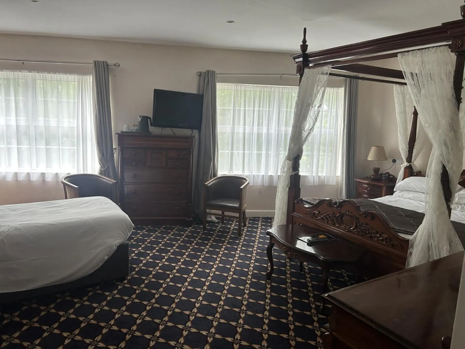 Decorative detail, Bed in Drummond Hotel