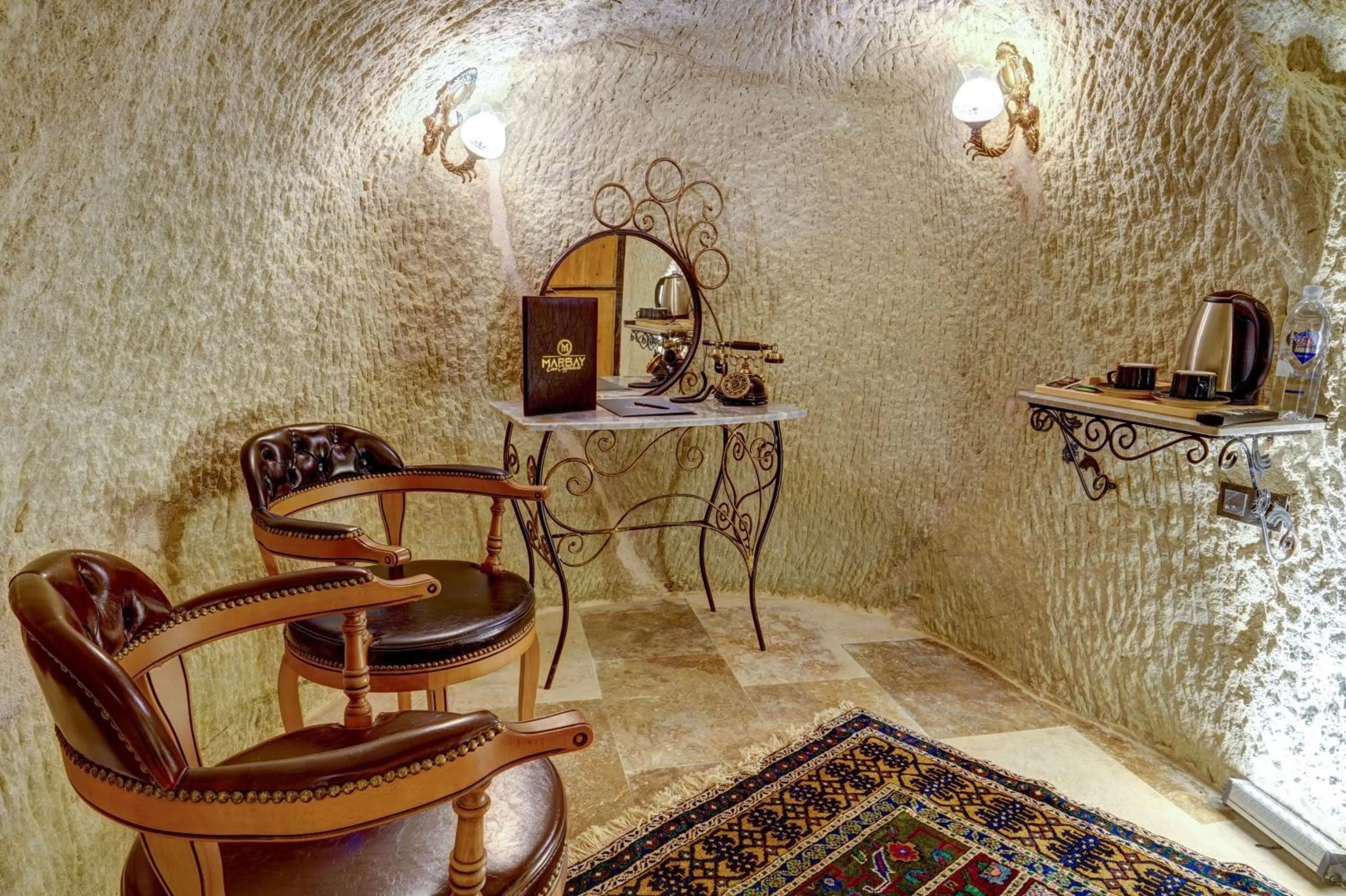 Seating area in Marbay Cave Cappadocia