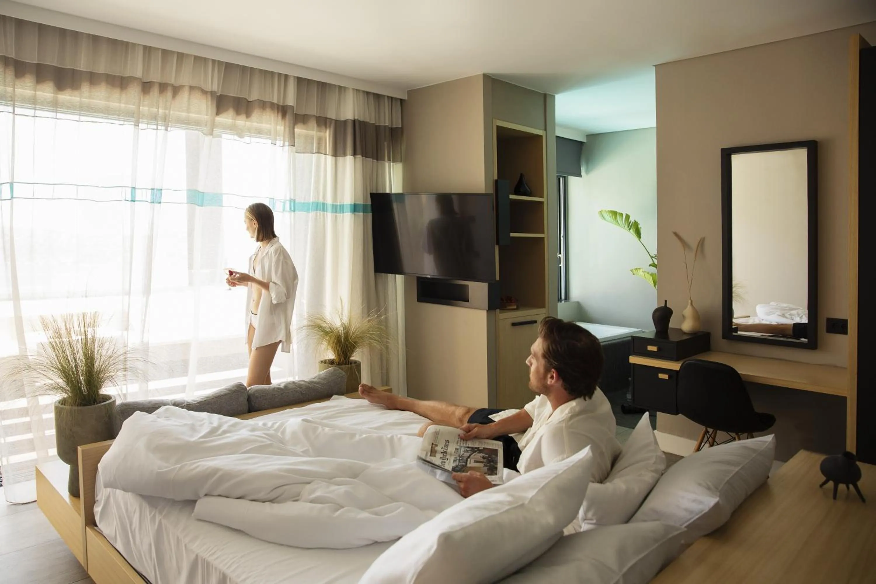 Bed in Domes Aulus Elounda All-Inclusive Resort, Adults only, Curio by Hilton