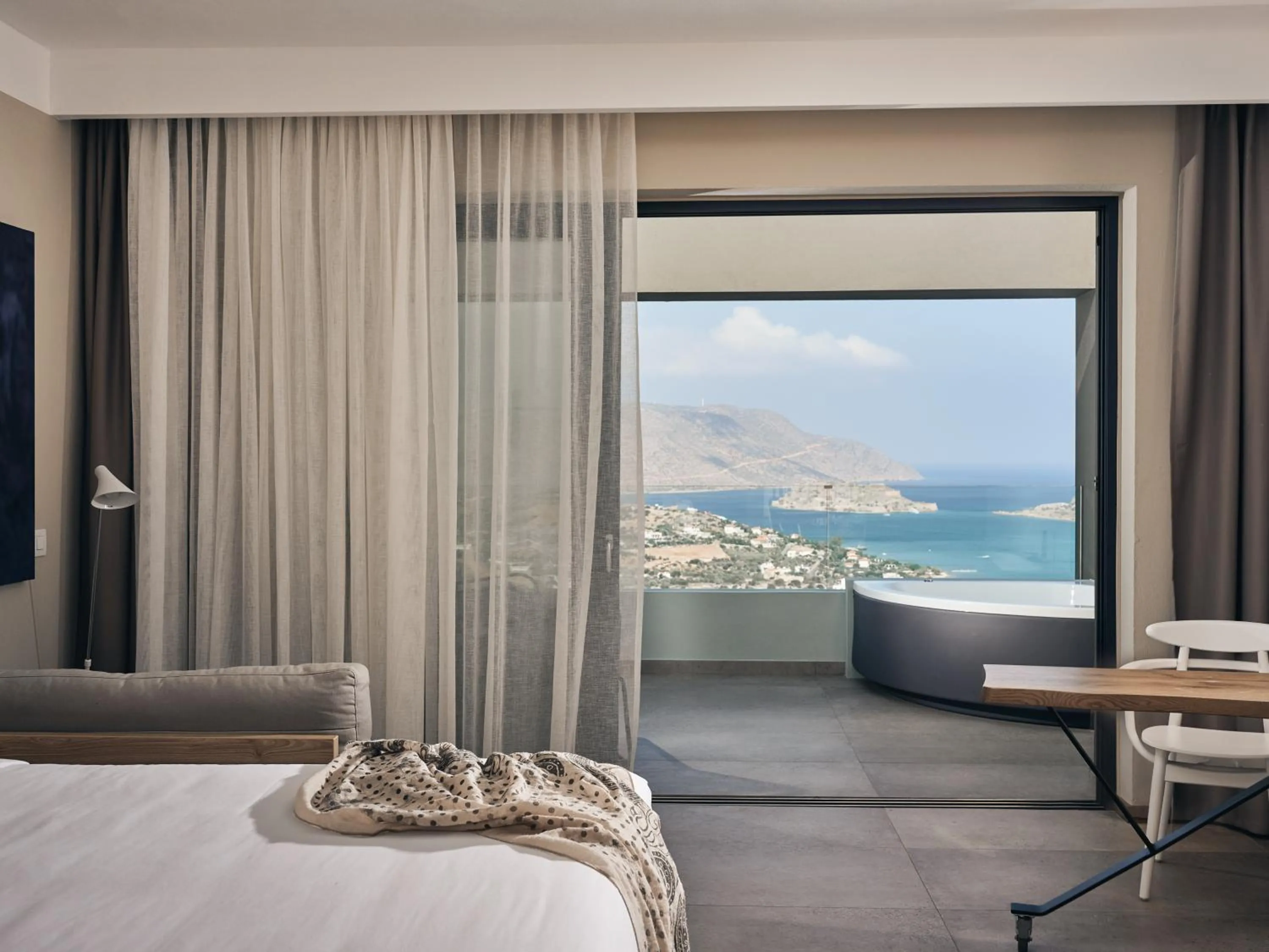 View (from property/room), Bed in Domes Aulus Elounda All-Inclusive Resort, Adults only, Curio by Hilton