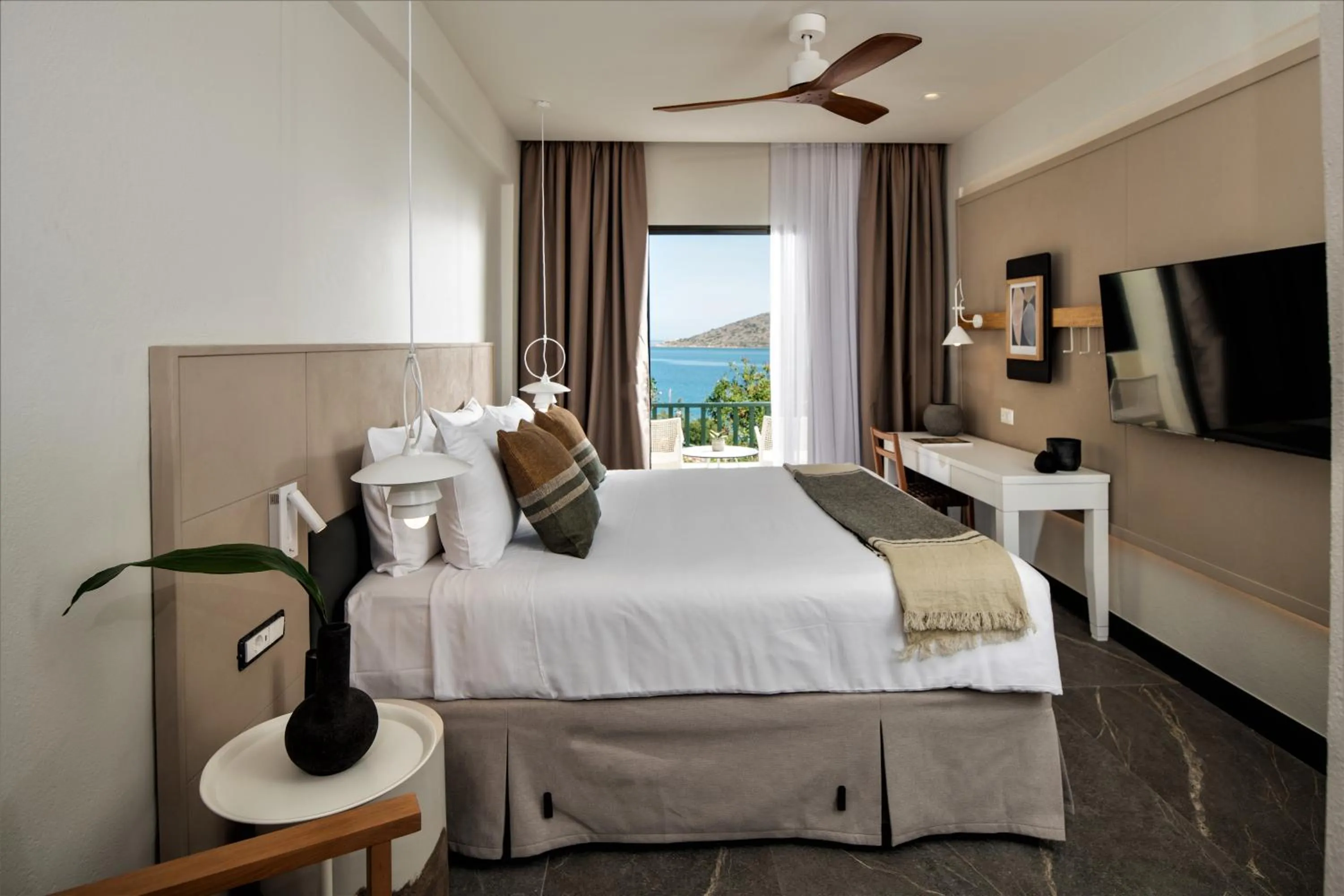 View (from property/room), Bed in Domes Aulus Elounda All-Inclusive Resort, Adults only, Curio by Hilton