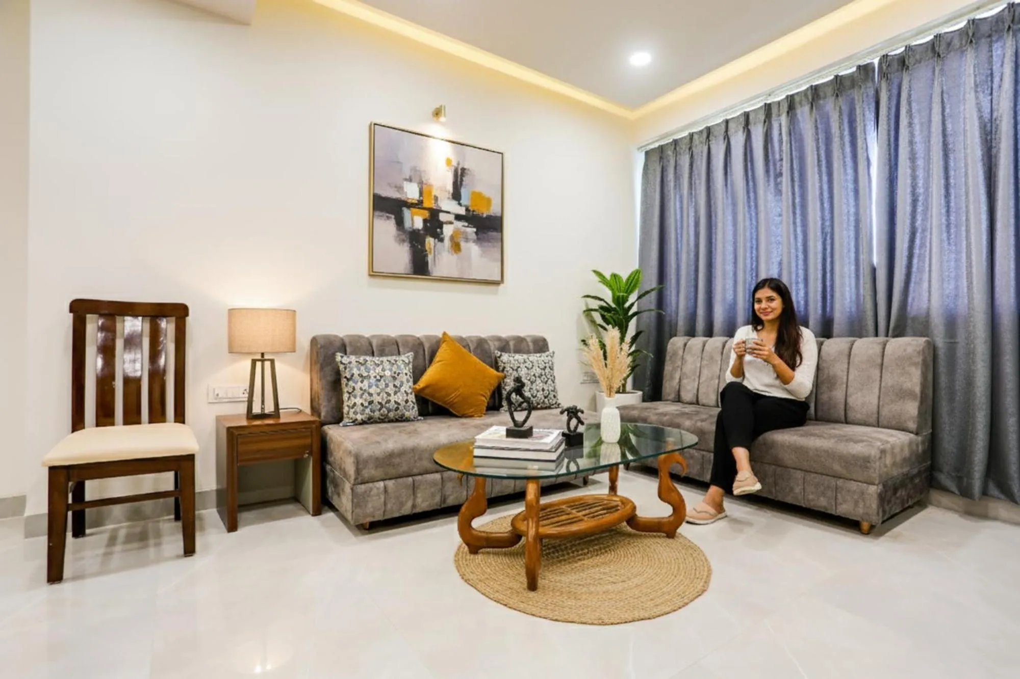 Seating area in FabHotel Prime Panchwati Regency