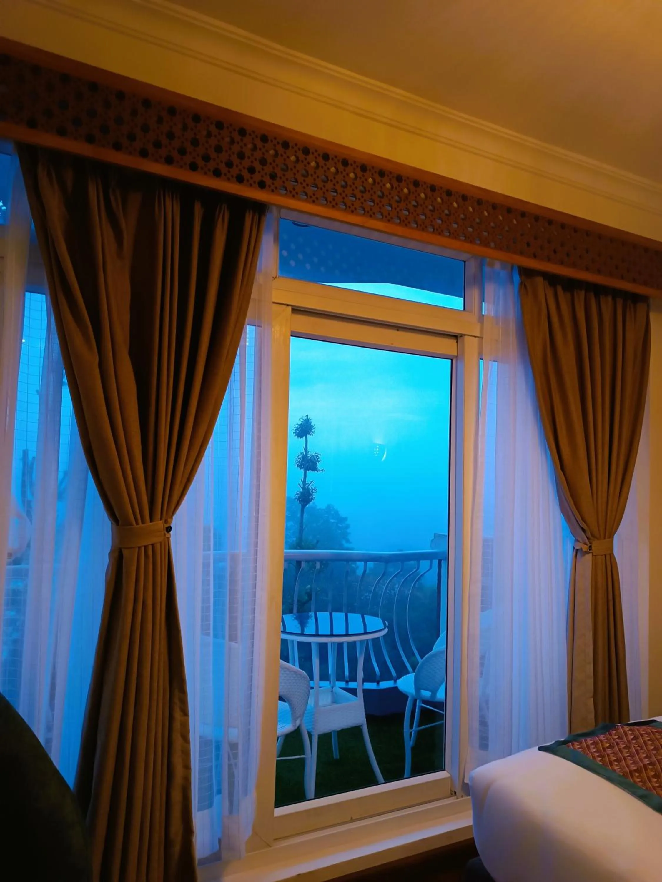 Balcony/Terrace, Bed in Mountain Vista Retreat - Nagarkot