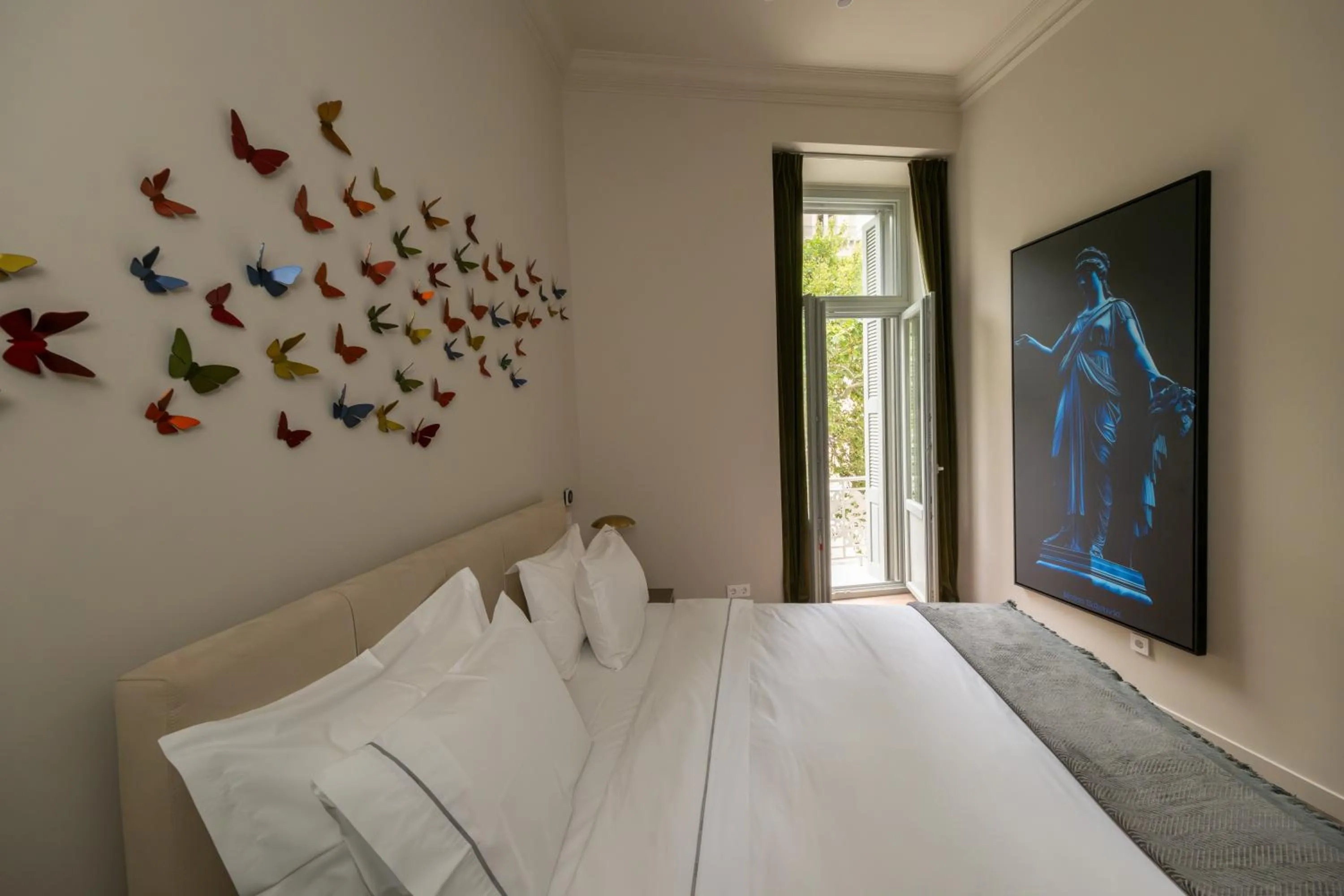 Bed in Nine Athens Hotel