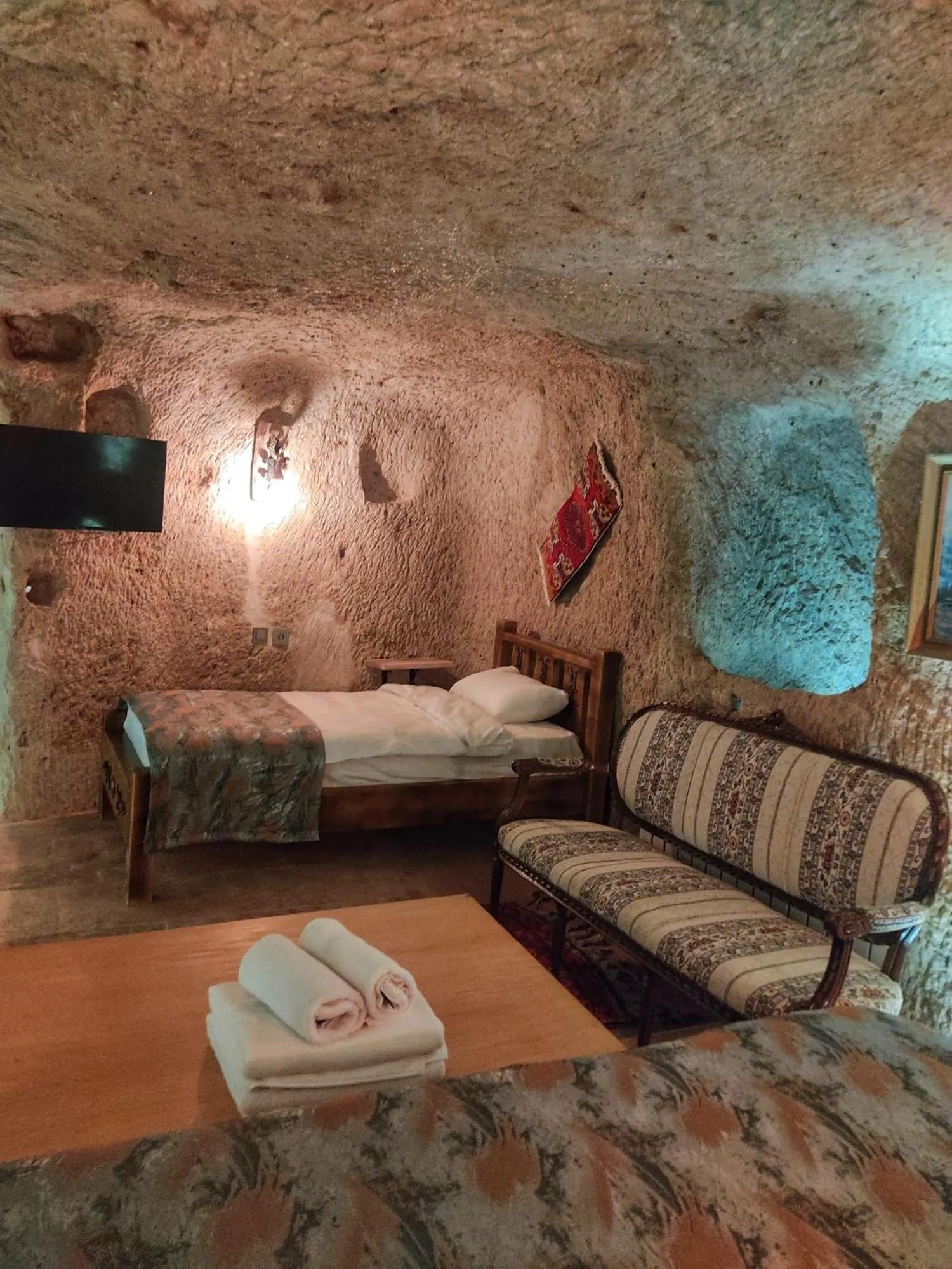 Bed in Lubberona Cave Cappadocia