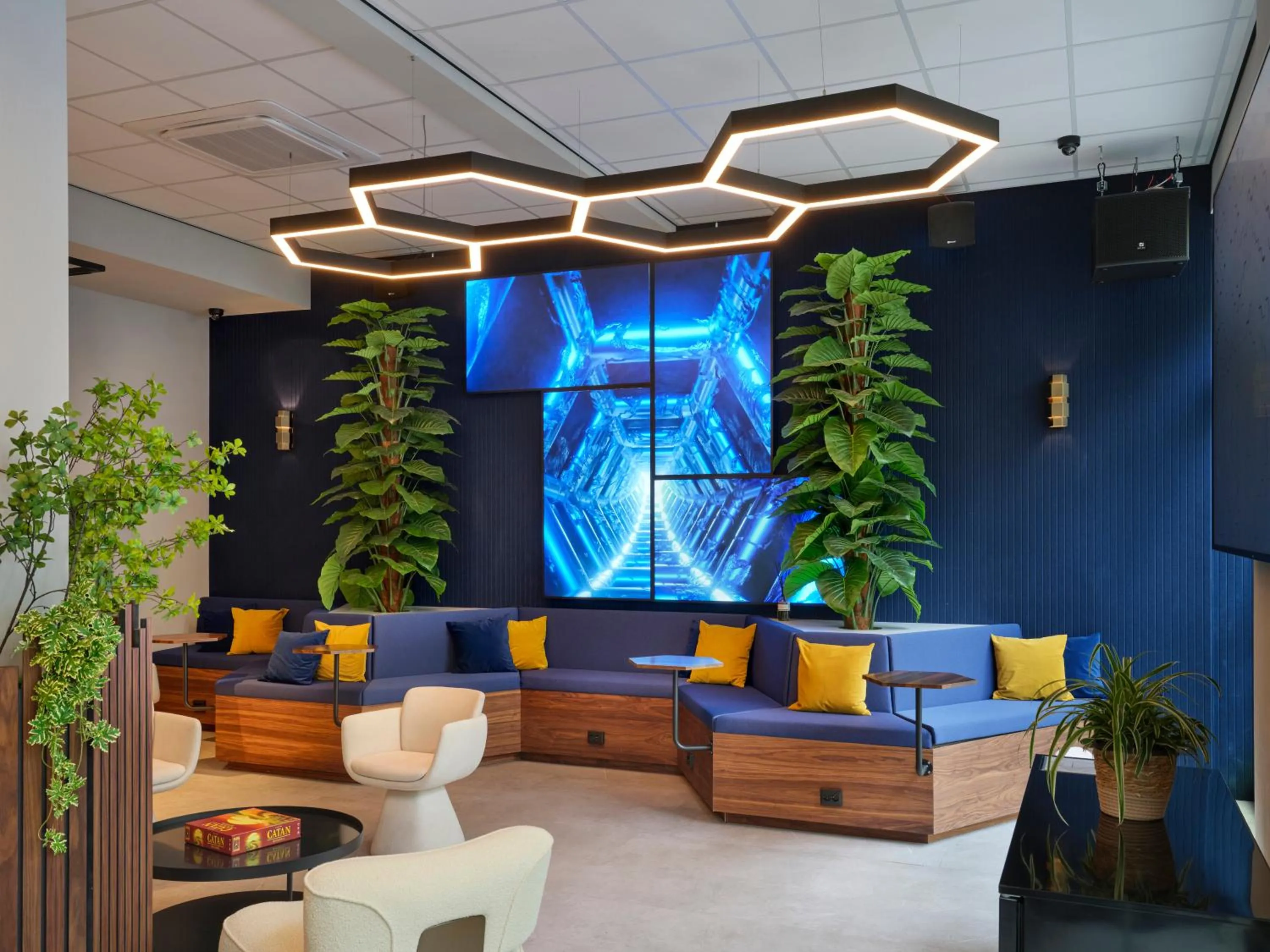 Living room in The Hyve Capsule hostel Amsterdam