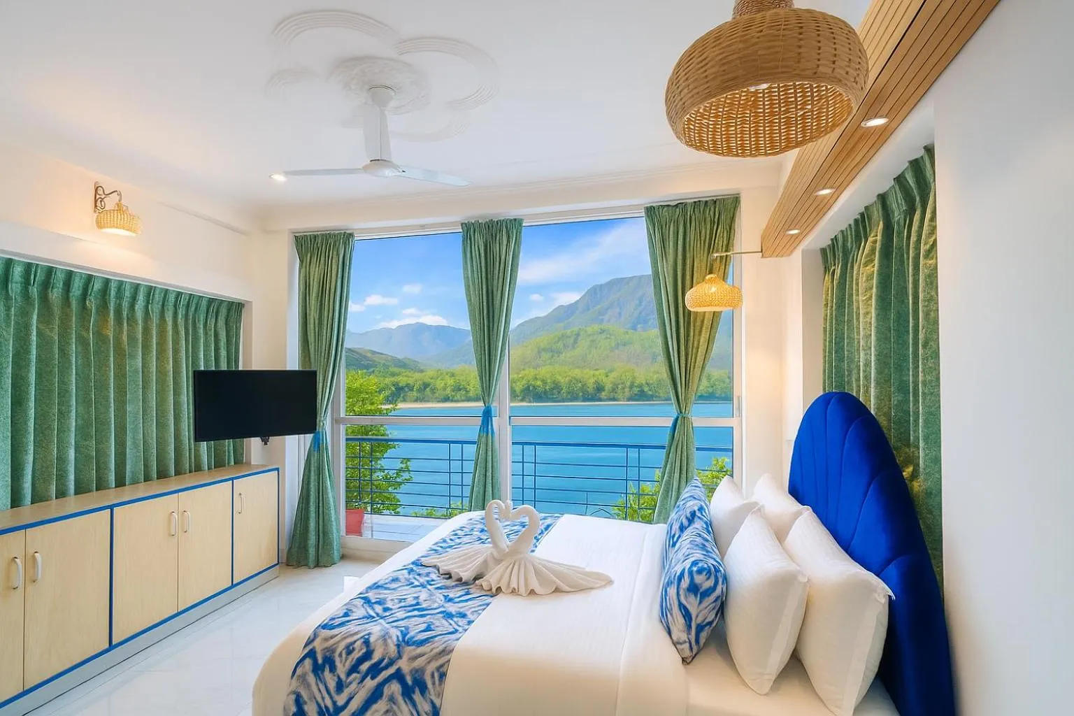 View (from property/room), Bed in The Neeraj Ganga Cottages