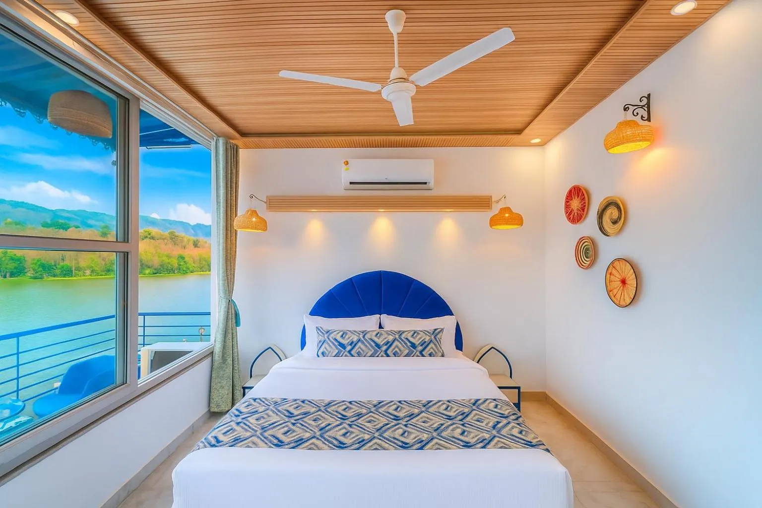 View (from property/room), Bed in The Neeraj Ganga Cottages