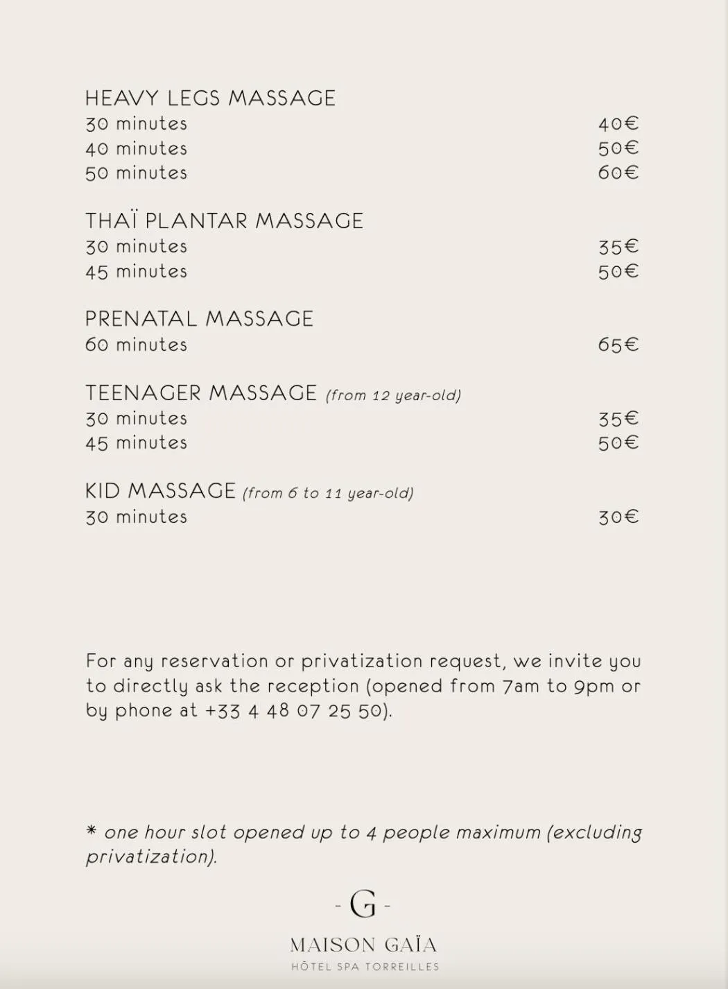 Massage in La Maison Gaïa Hôtel & Spa