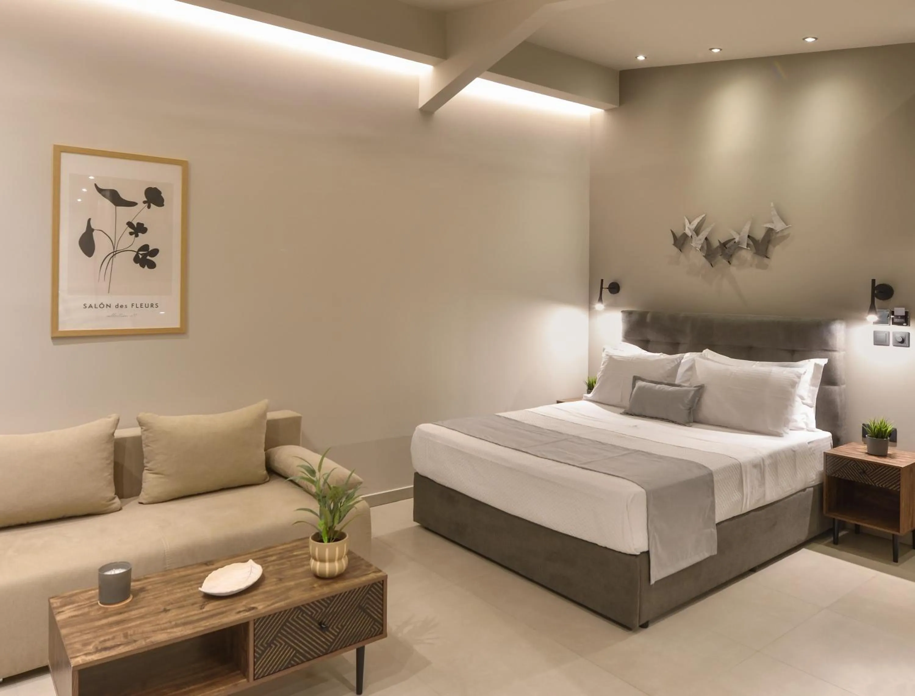 Living room, Bed in Olive All-Seasons Suites, Panel Hospitality Homes & Villas