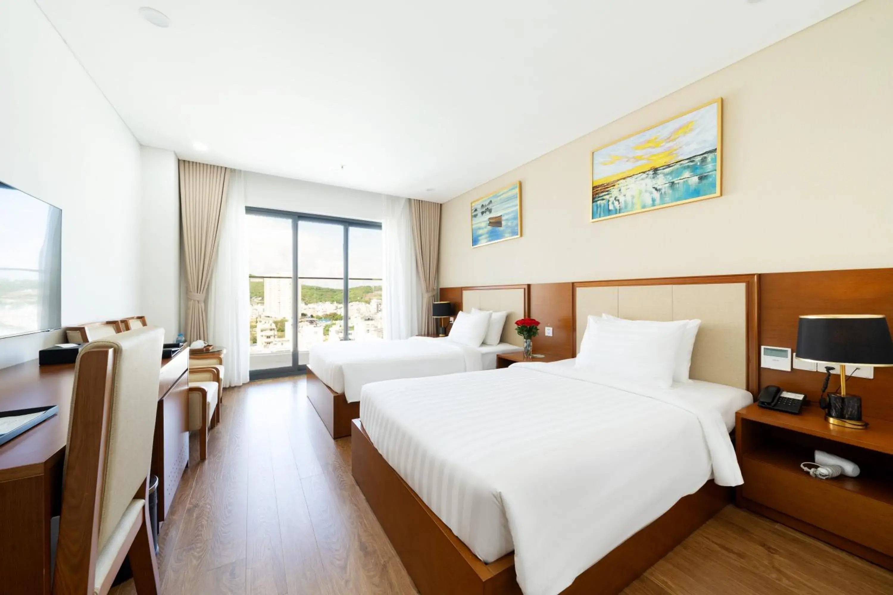 Twin Room with Balcony and Partial Sea View in Victory Hotel Vung Tau - New Wing Twin Room with Balcony and Partial Sea View in Victory Hotel Vung Tau - New Wing