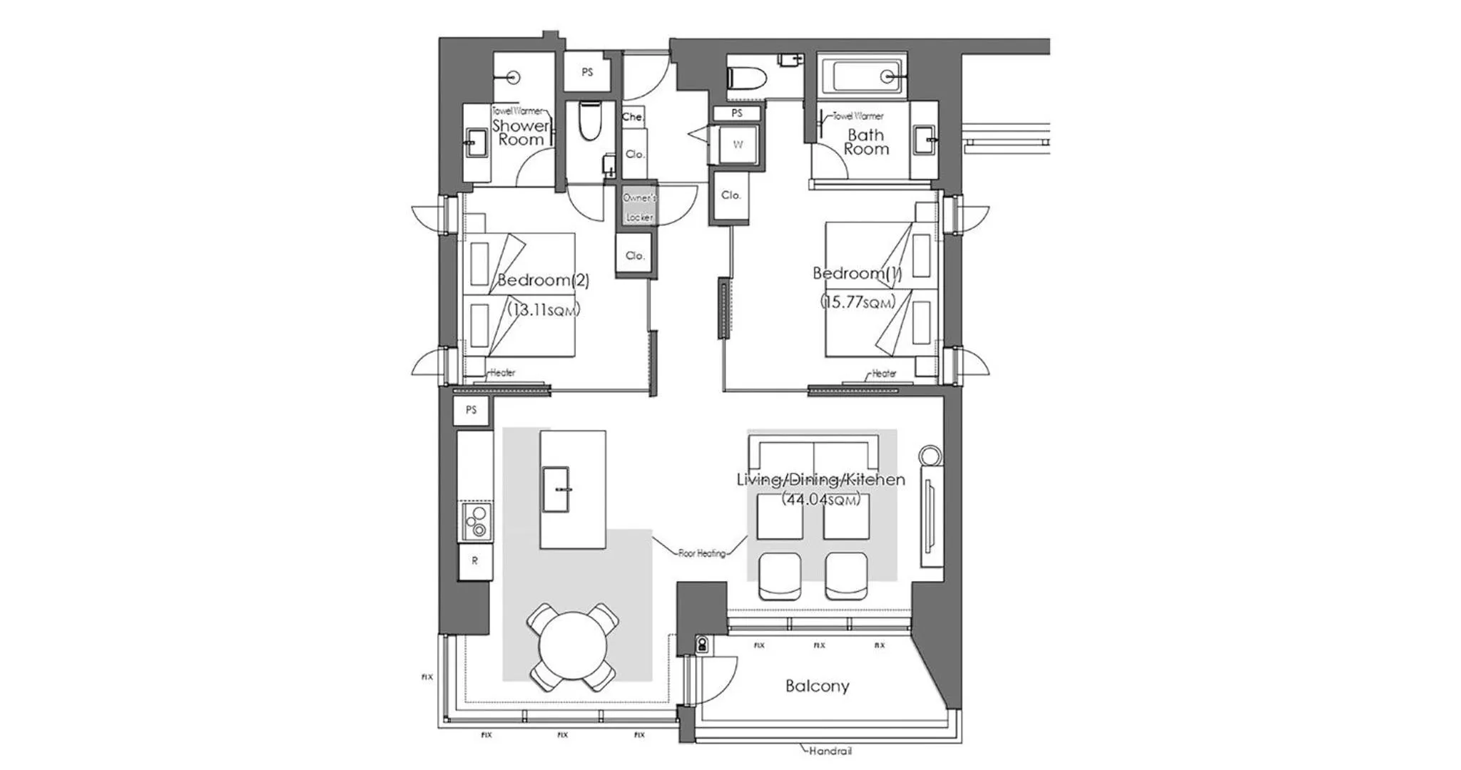 Floor plan in HOTEL LA VIGNE HAKUBA by Onko Chishin