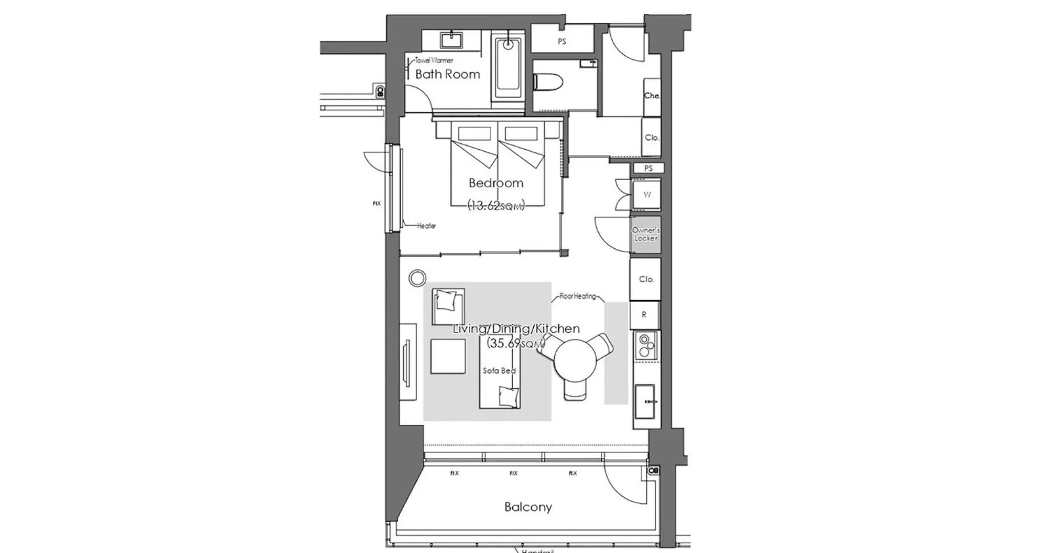 Floor plan in HOTEL LA VIGNE HAKUBA by Onko Chishin