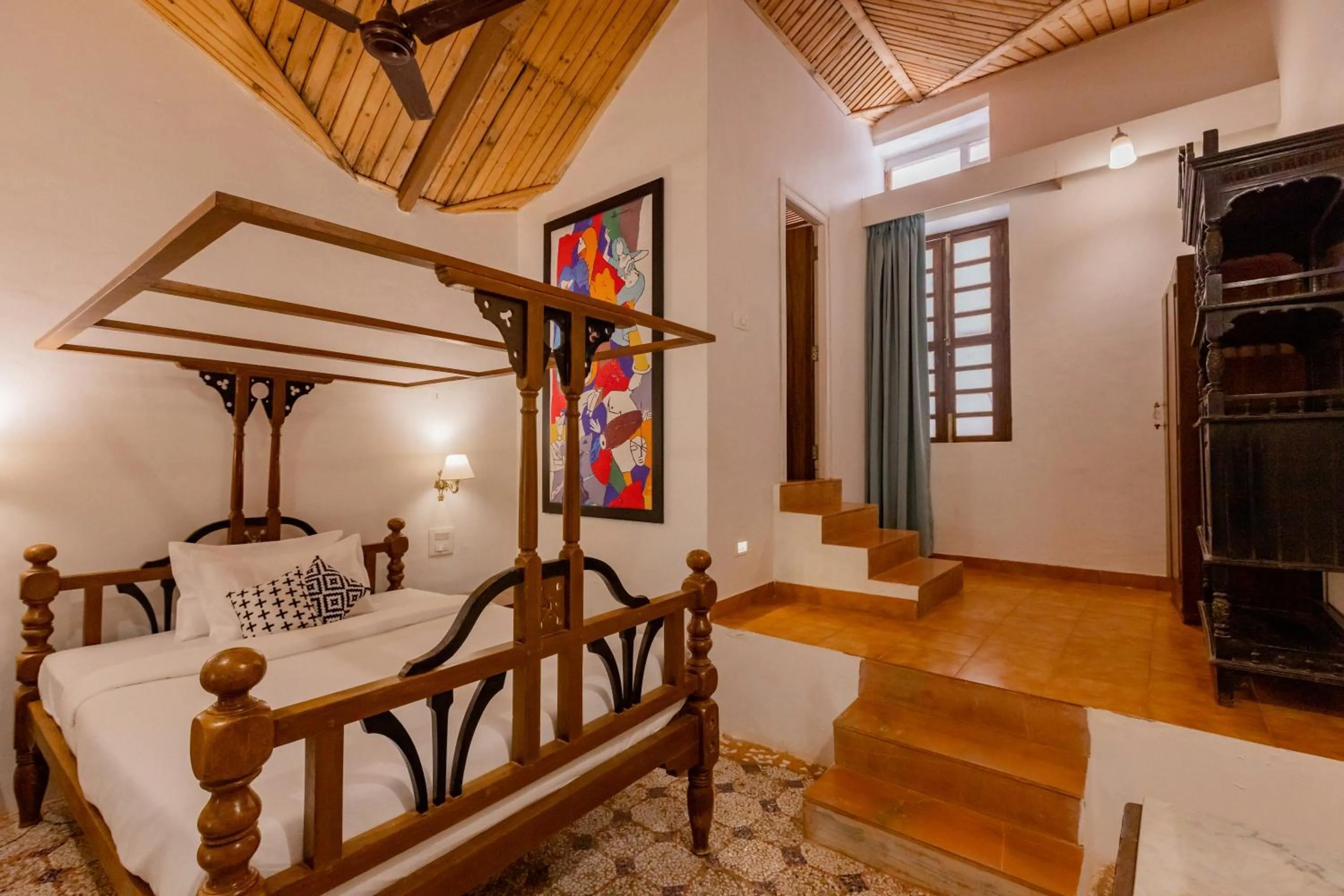 Bedroom, Bed in Radha Cottage Resort