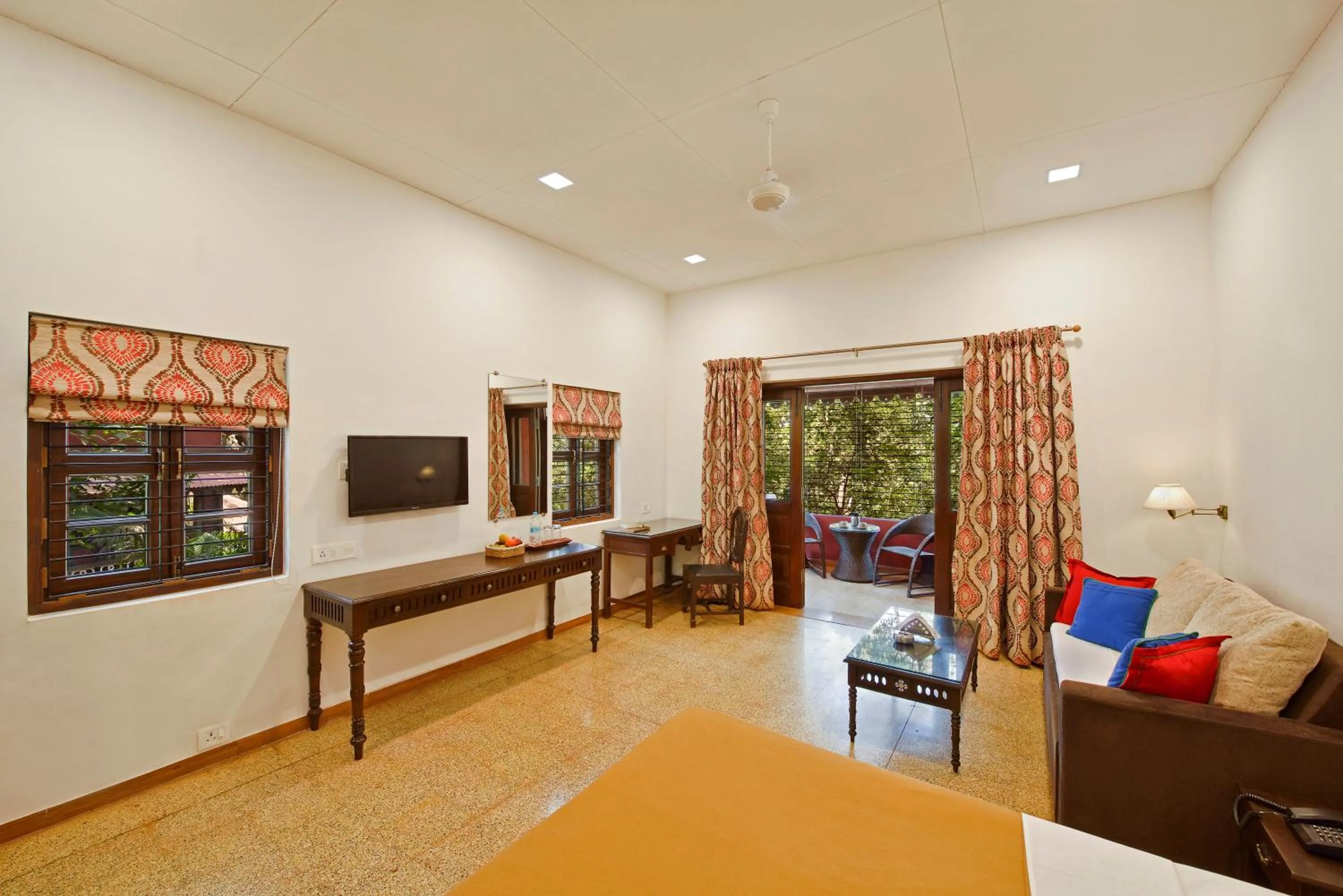 Bed in Radha Cottage Resort