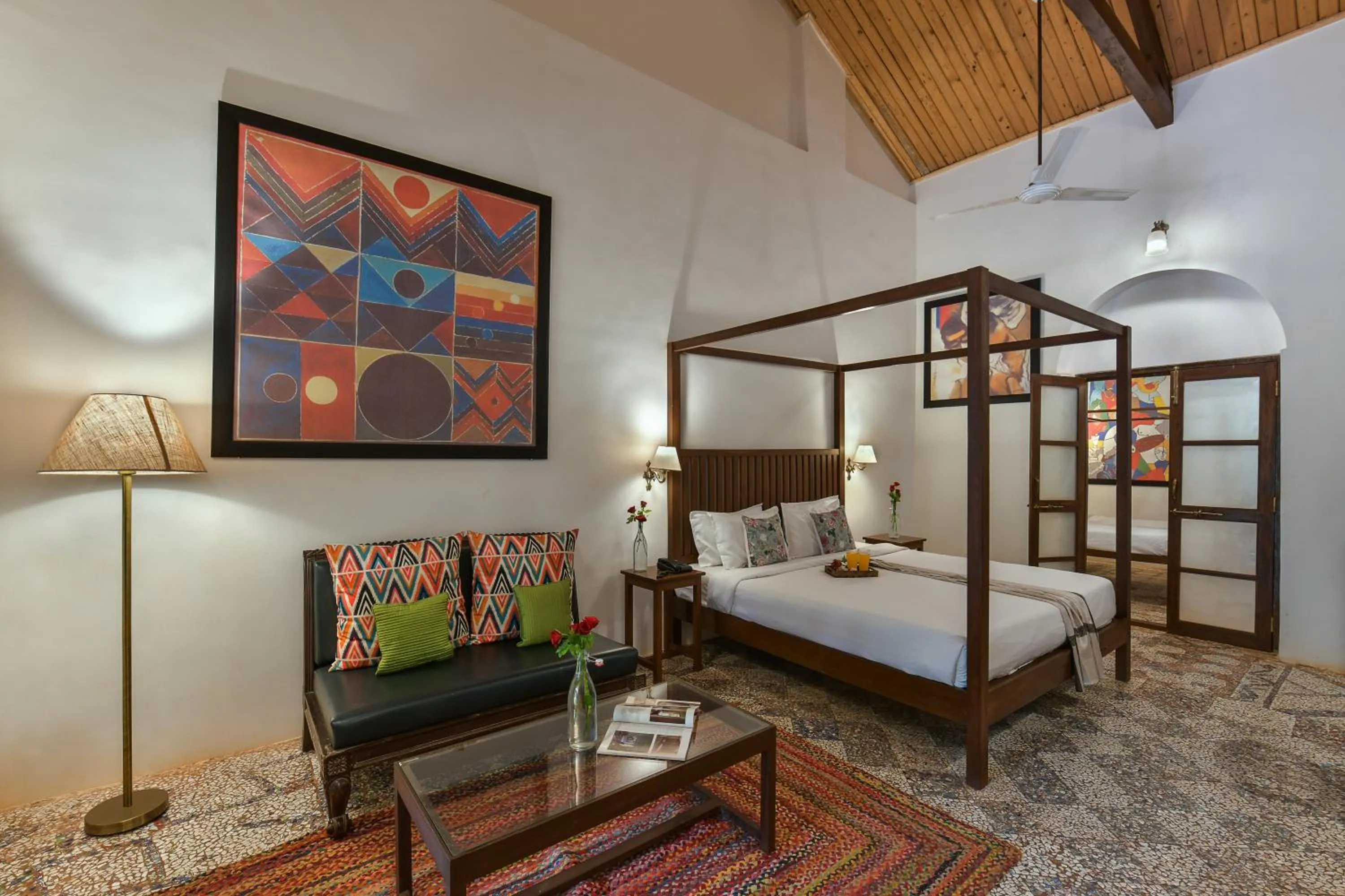 Bed in Radha Cottage Resort