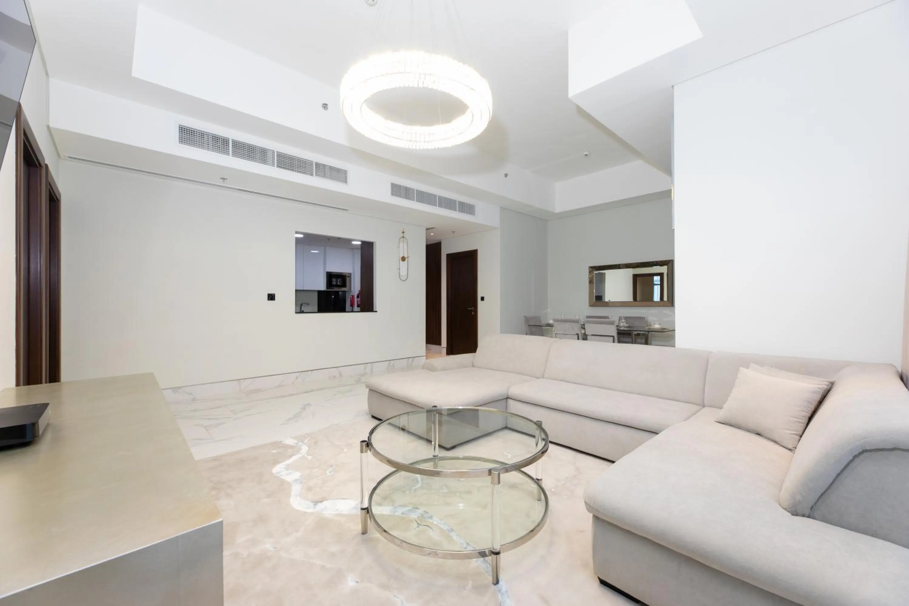 Living room in GLOBALSTAY J One Tower Apartments at Pearl of UAE