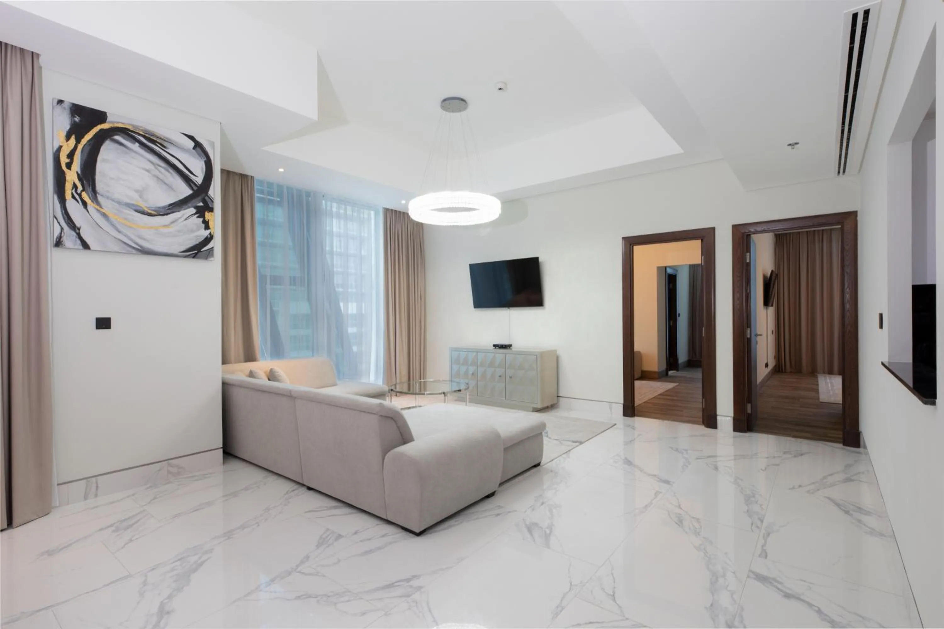 TV and multimedia, Bed in GLOBALSTAY J One Tower Apartments at Pearl of UAE