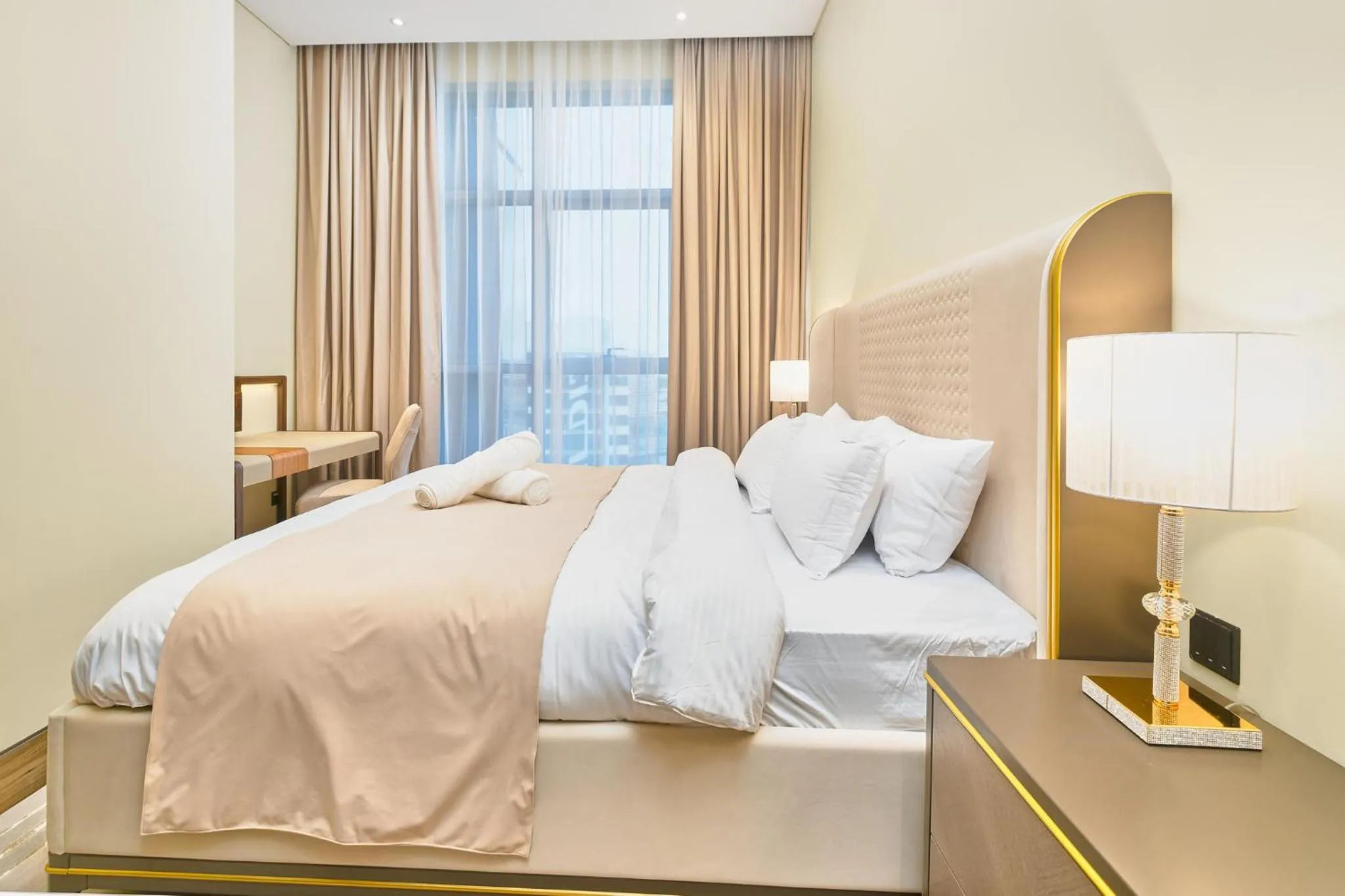 Bed in GLOBALSTAY J One Tower Apartments at Pearl of UAE