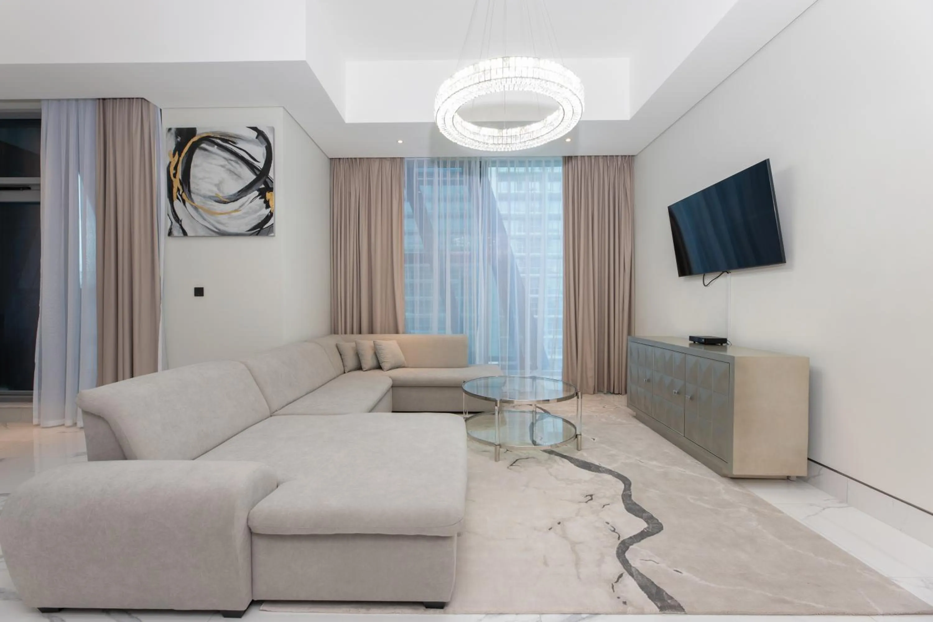 TV and multimedia in GLOBALSTAY J One Tower Apartments at Pearl of UAE