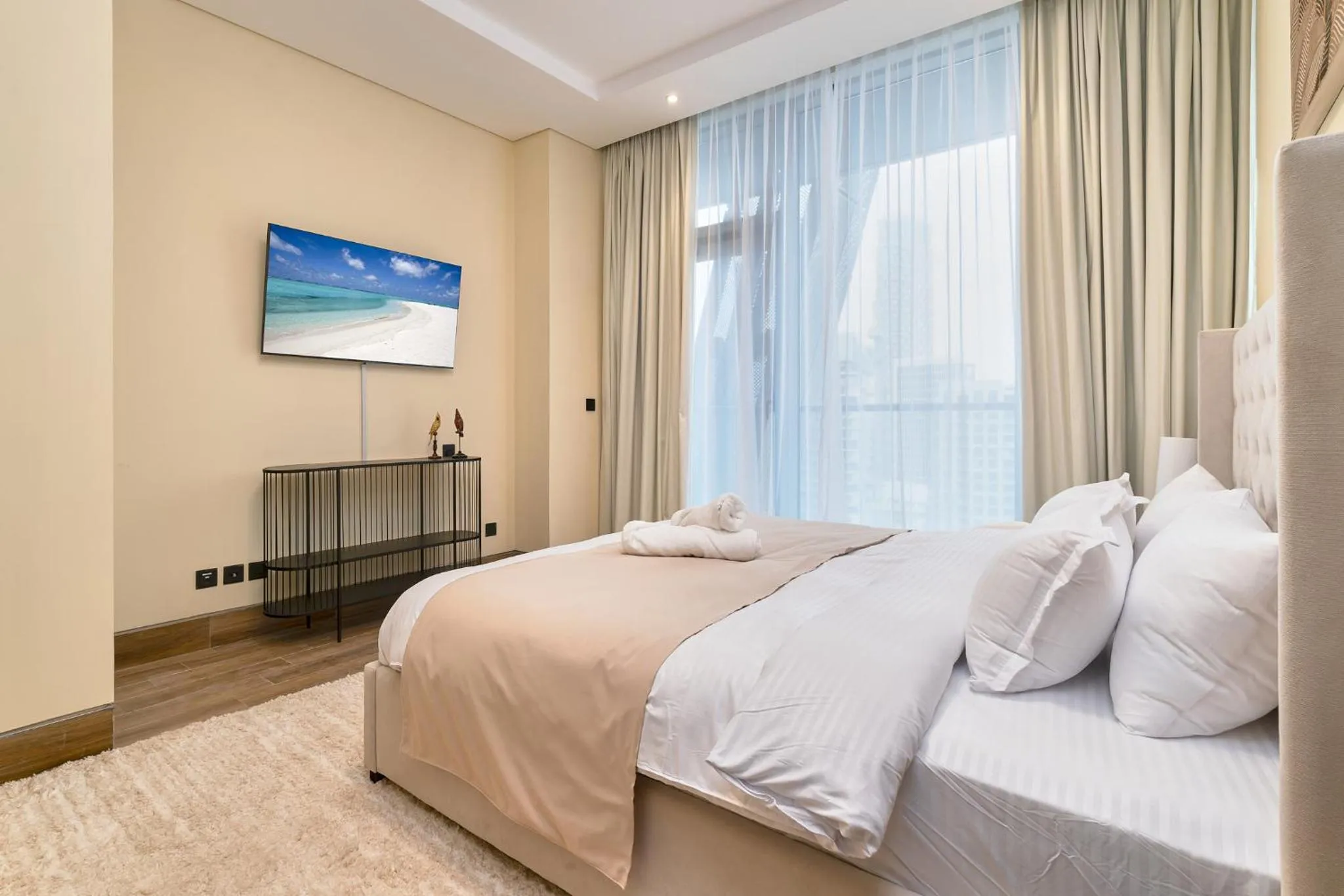 Bed in GLOBALSTAY J One Tower Apartments at Pearl of UAE
