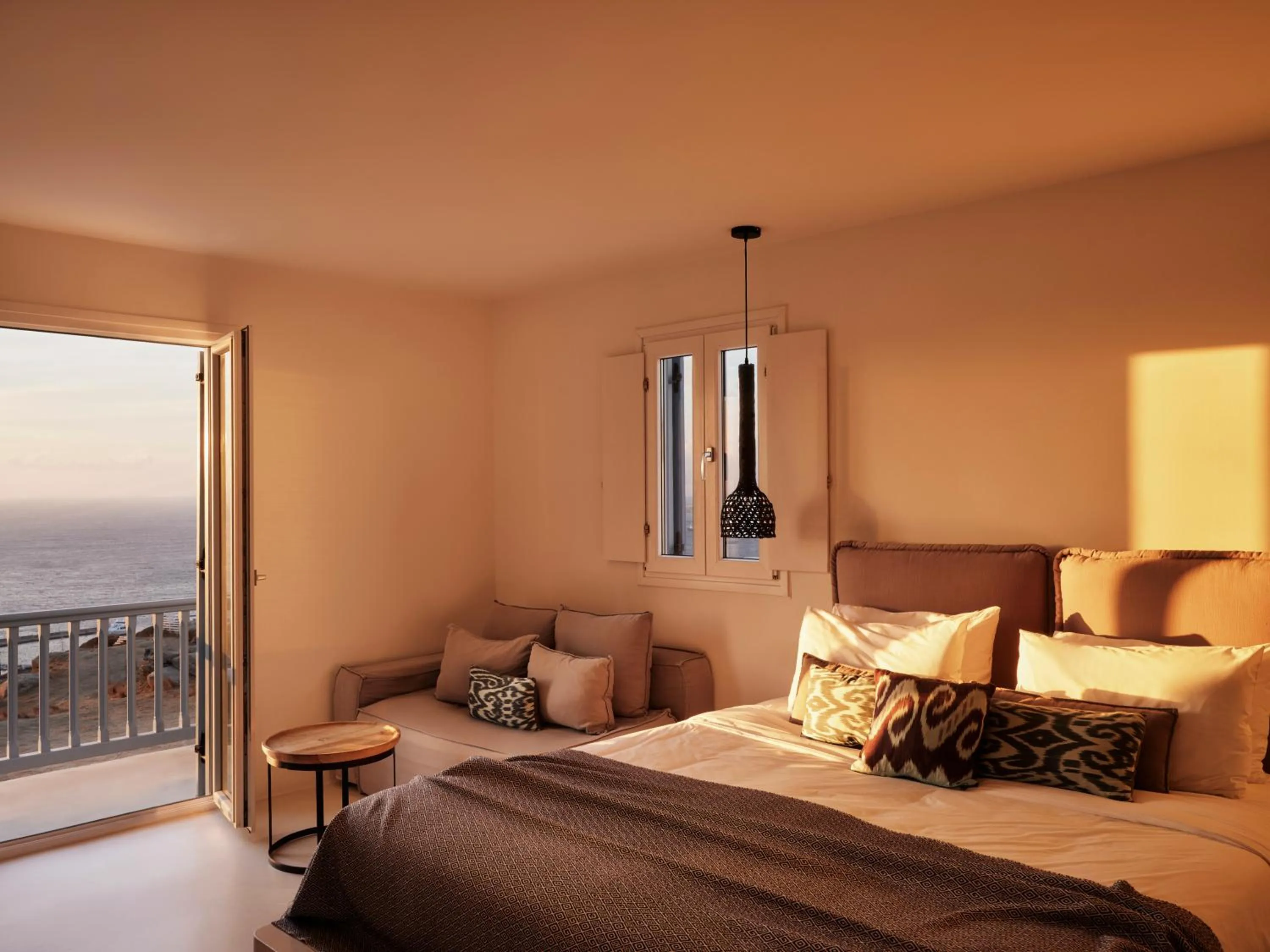 Bedroom, Bed in Boho Origin Mykonos