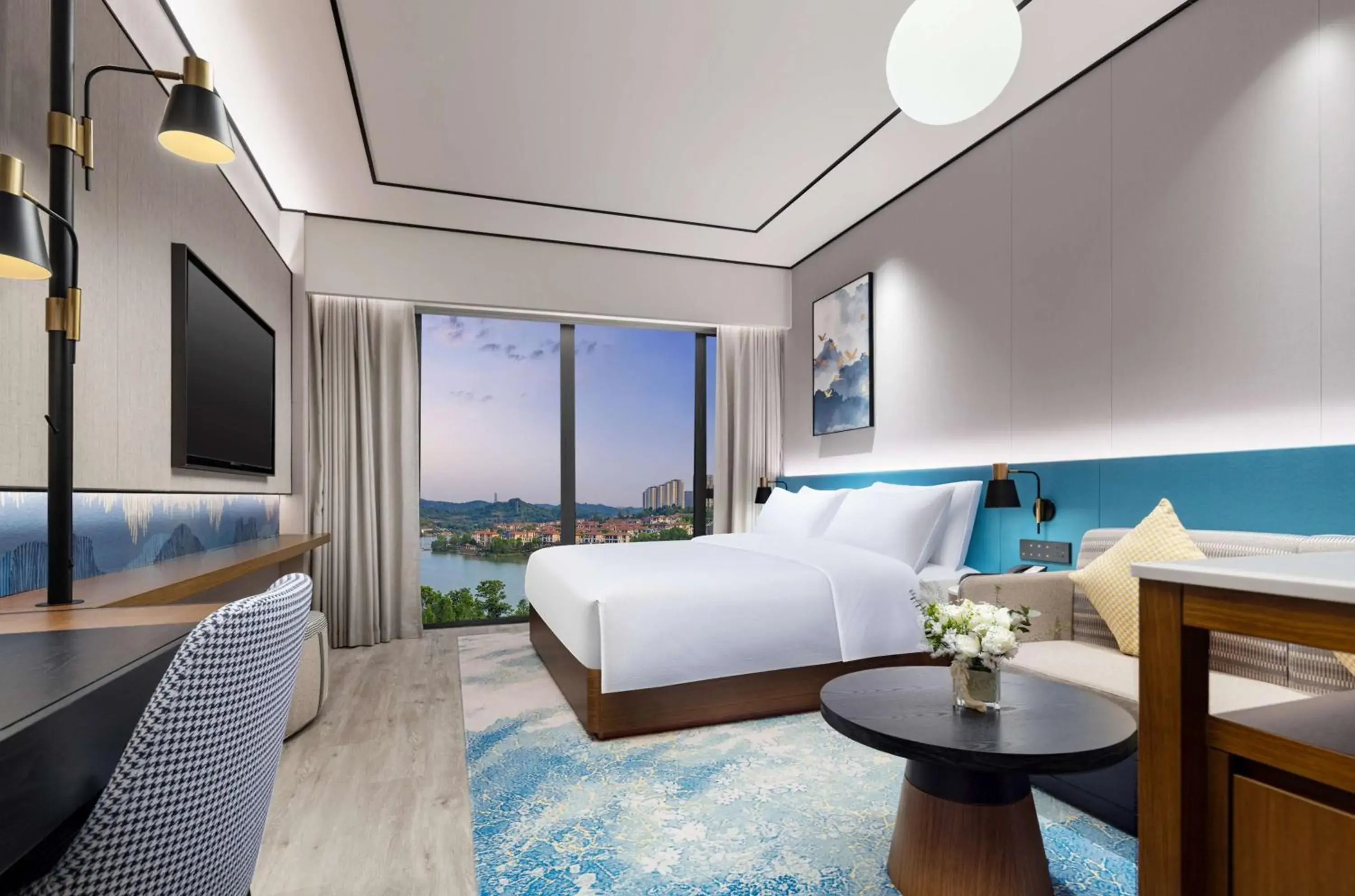 King Room with Lake View in Hilton Garden Inn Yichang Yiling King Room with Lake View in Hilton Garden Inn Yichang Yiling