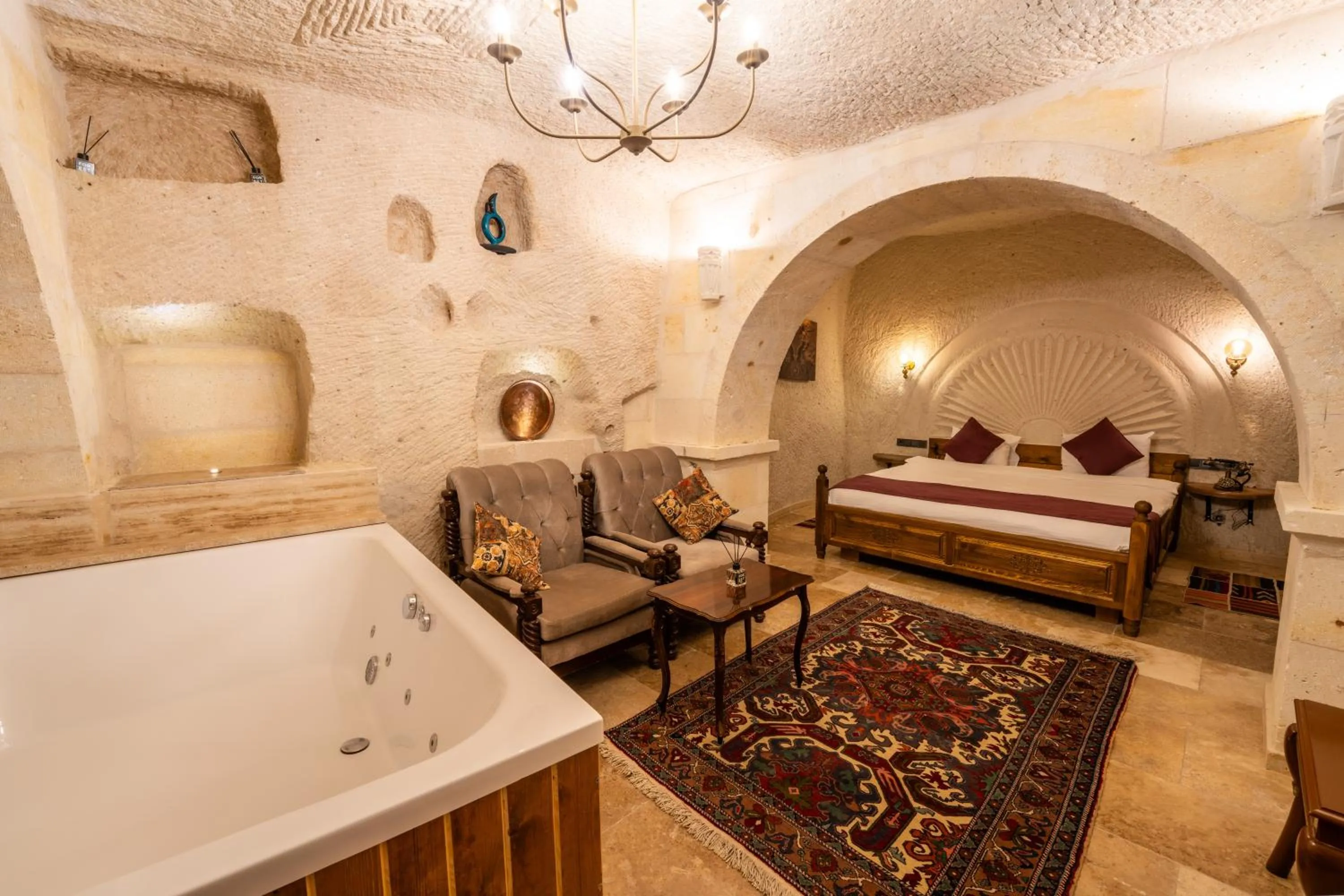 Bed in Library Cave House