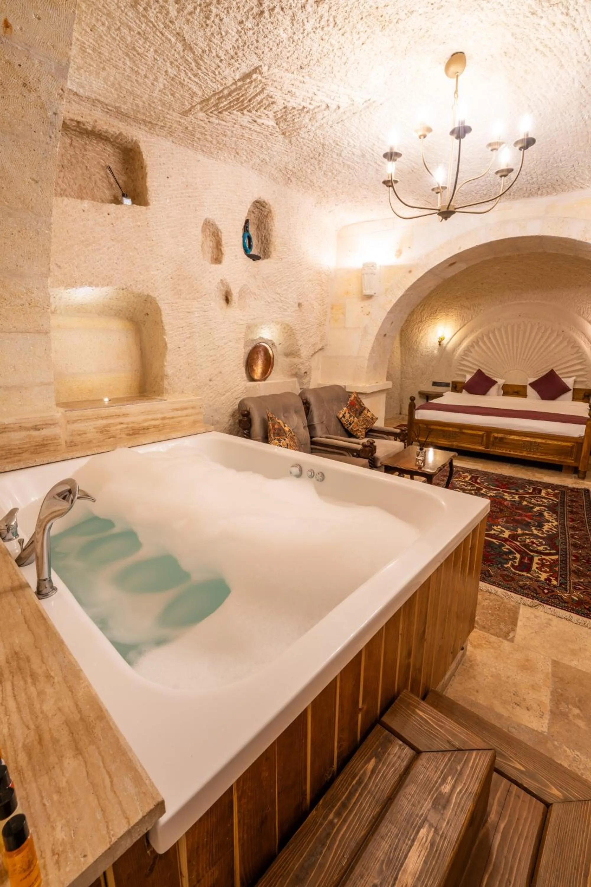 Bed in Library Cave House